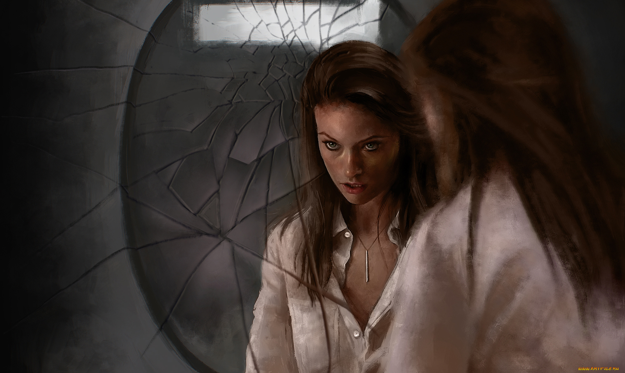 рисованное, люди, отражение, актриса, девушка, olivia, wilde, зеркало