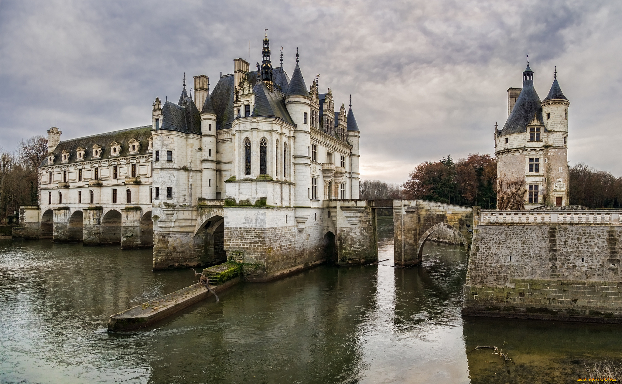ch&, 226, teau, de, chenonceaux, , france, города, замки, франции, замок, водоем