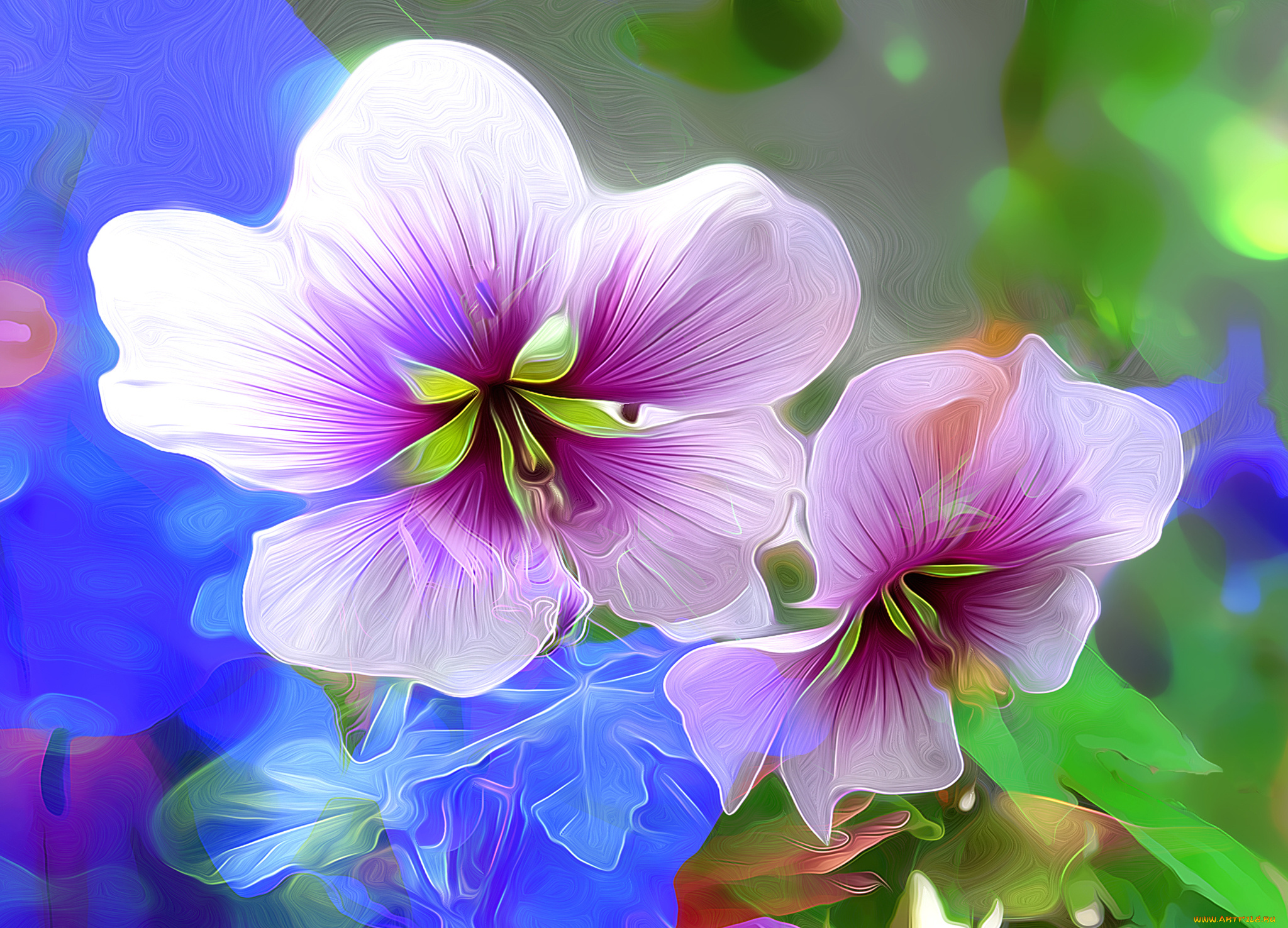 рисованное, цветы, природа, макро, лепестки