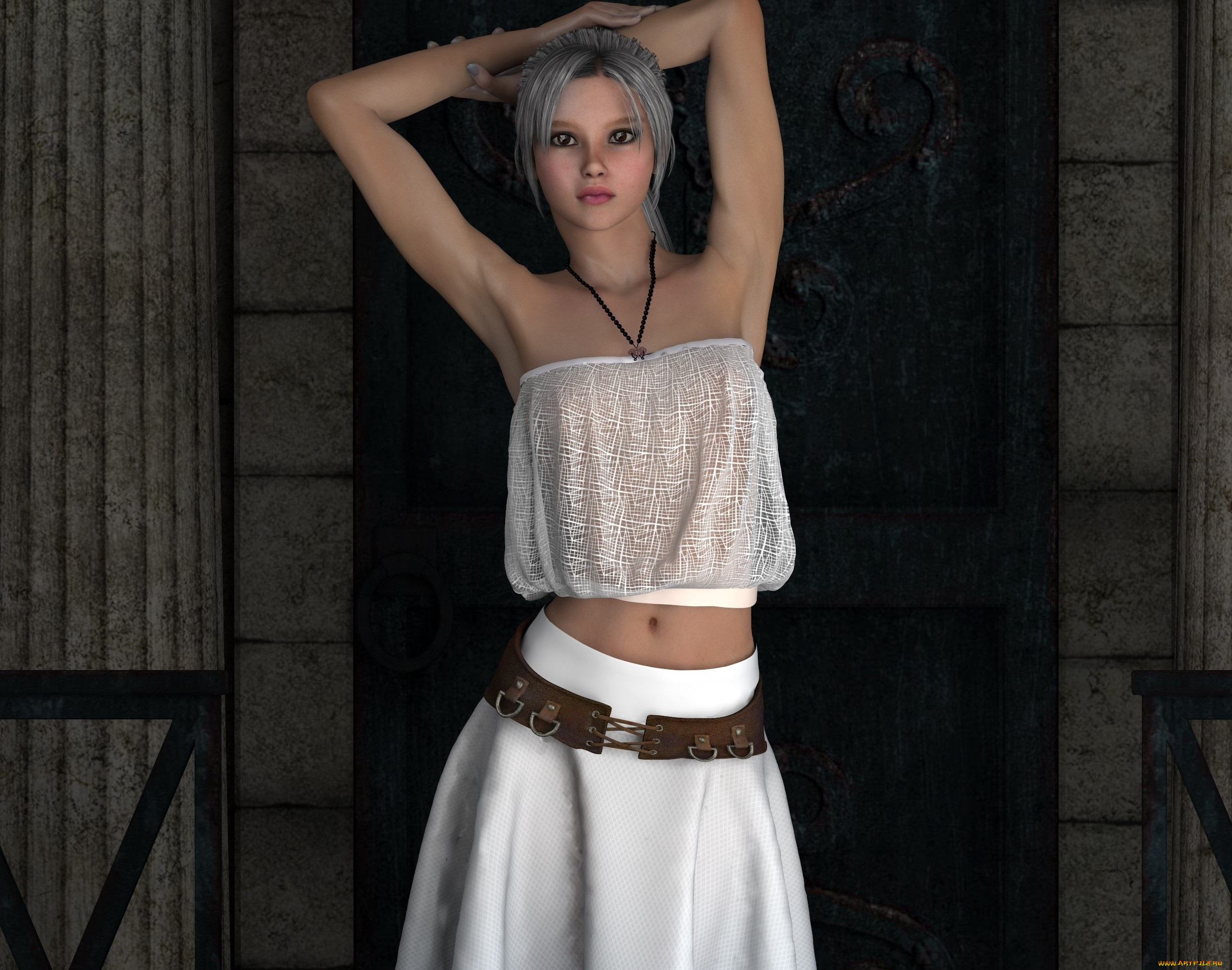 3д, графика, люди, , people, девушка, юбка, фон, взгляд