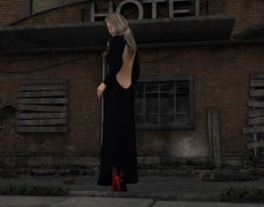 Картинка 3д+графика люди+ people взгляд девушка платье фон