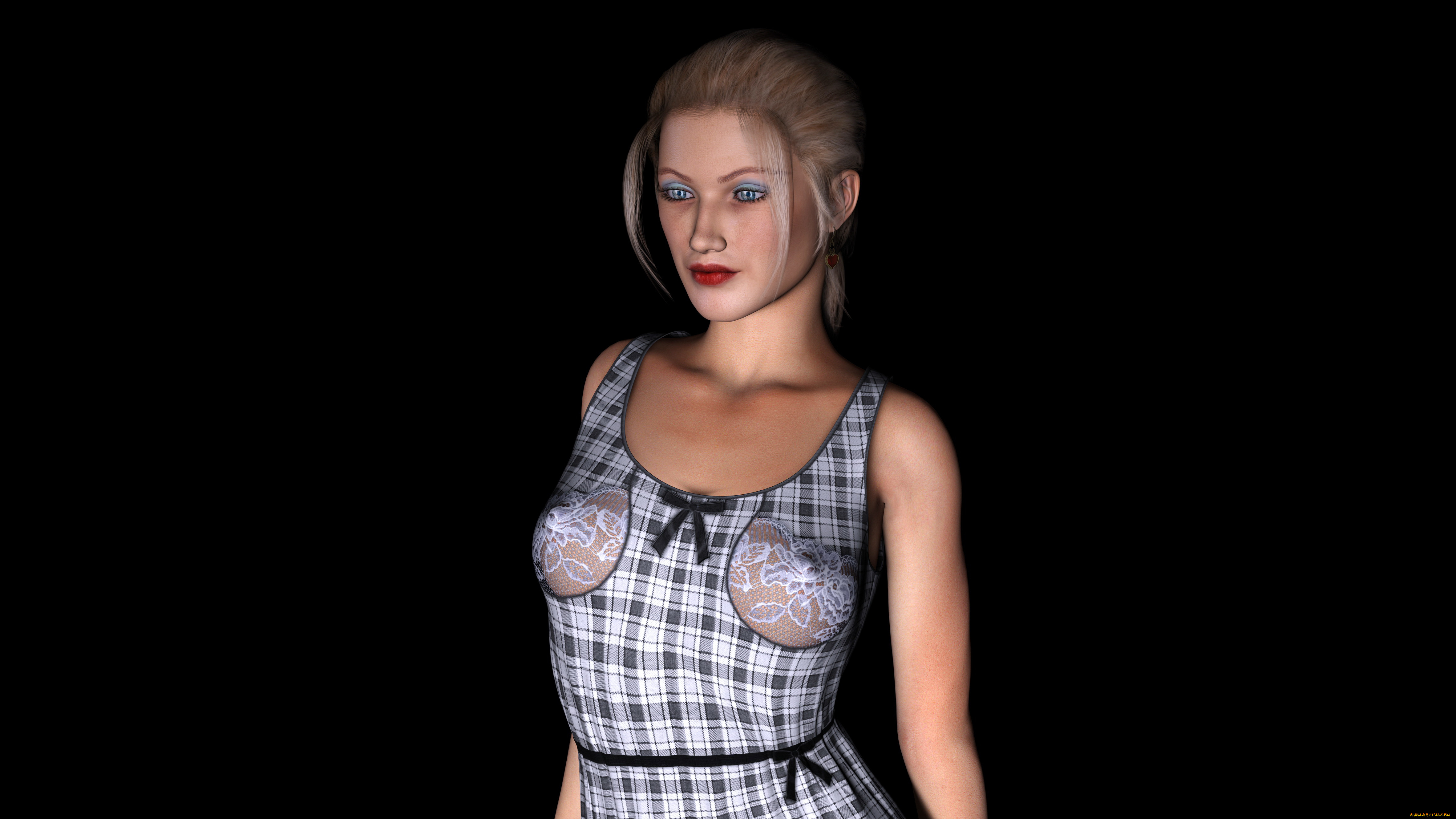 3д, графика, люди, , people, платье, фон, взгляд, девушка