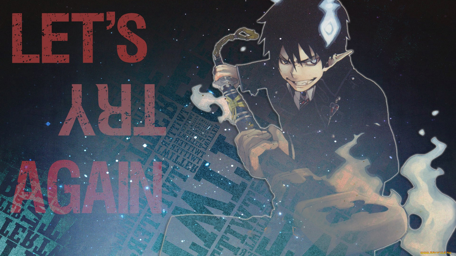 аниме, ao, no, exorcist, синий, экзорцист, окумура, рин, коллаж, арт