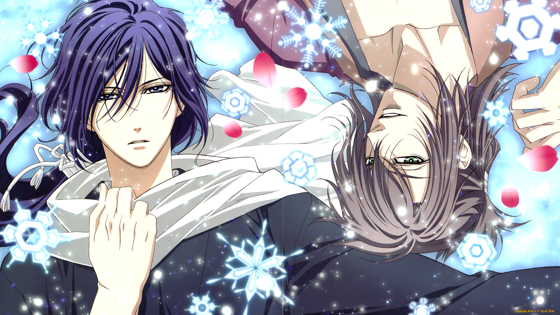 аниме, hakuoki, арт, парни