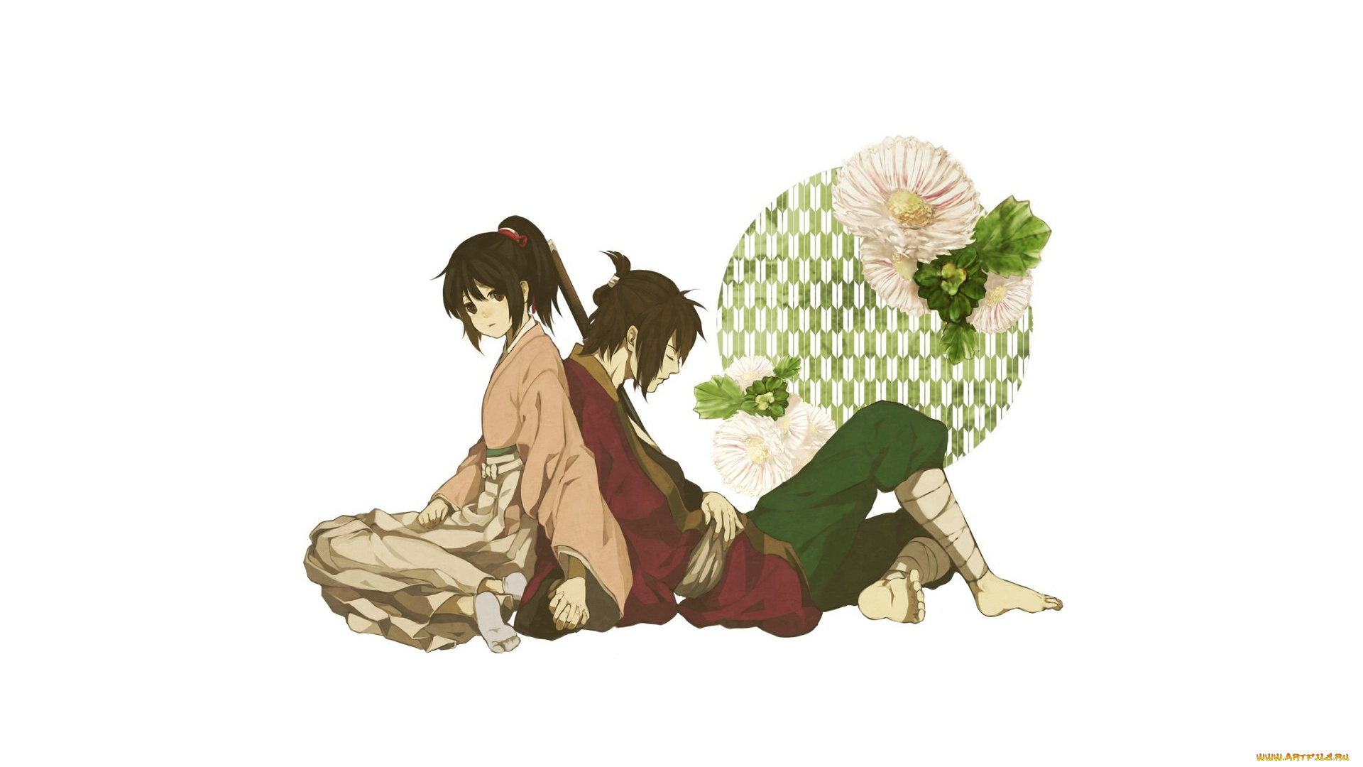 аниме, hakuoki, пара, фон, девушка, парень