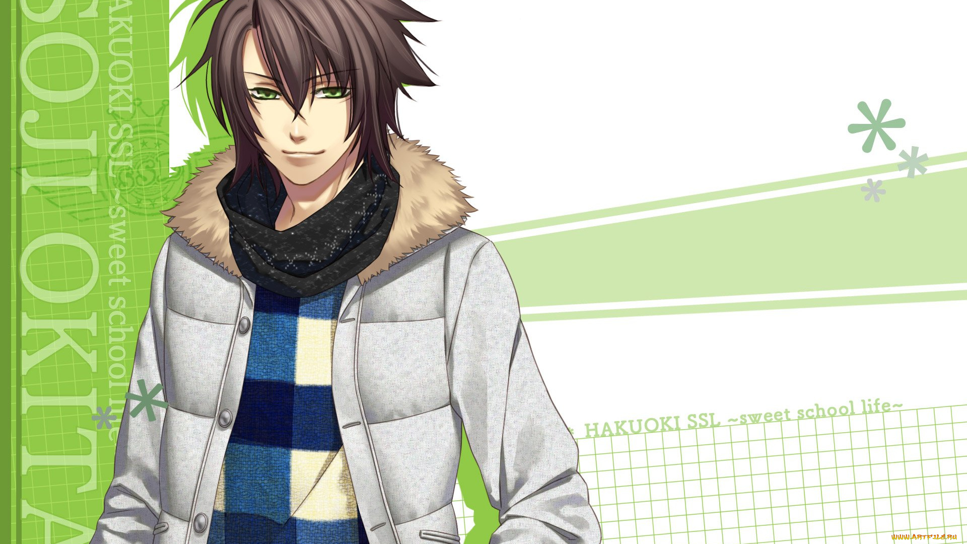 аниме, hakuoki, парень, фон, улыбка