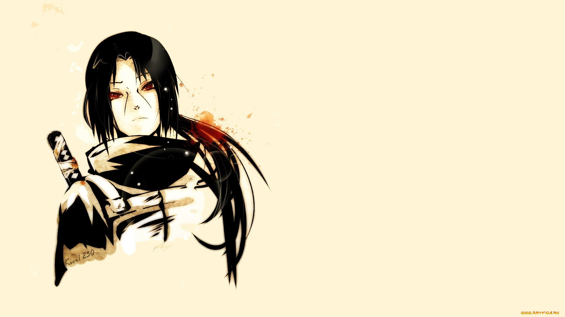 аниме, naruto, итачи, учиха, фон, арт