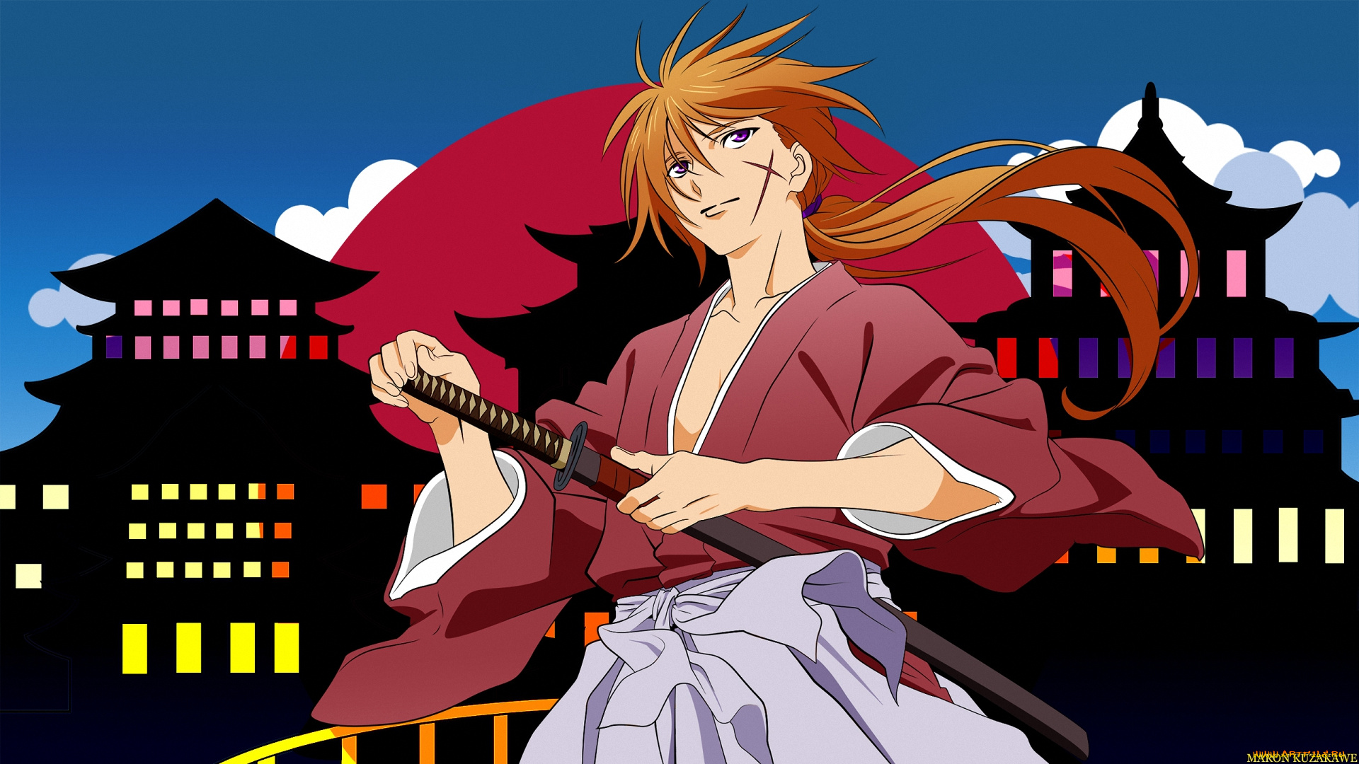 аниме, rurouni, kenshin, самурай, kenshin, меч, мужчина, himura