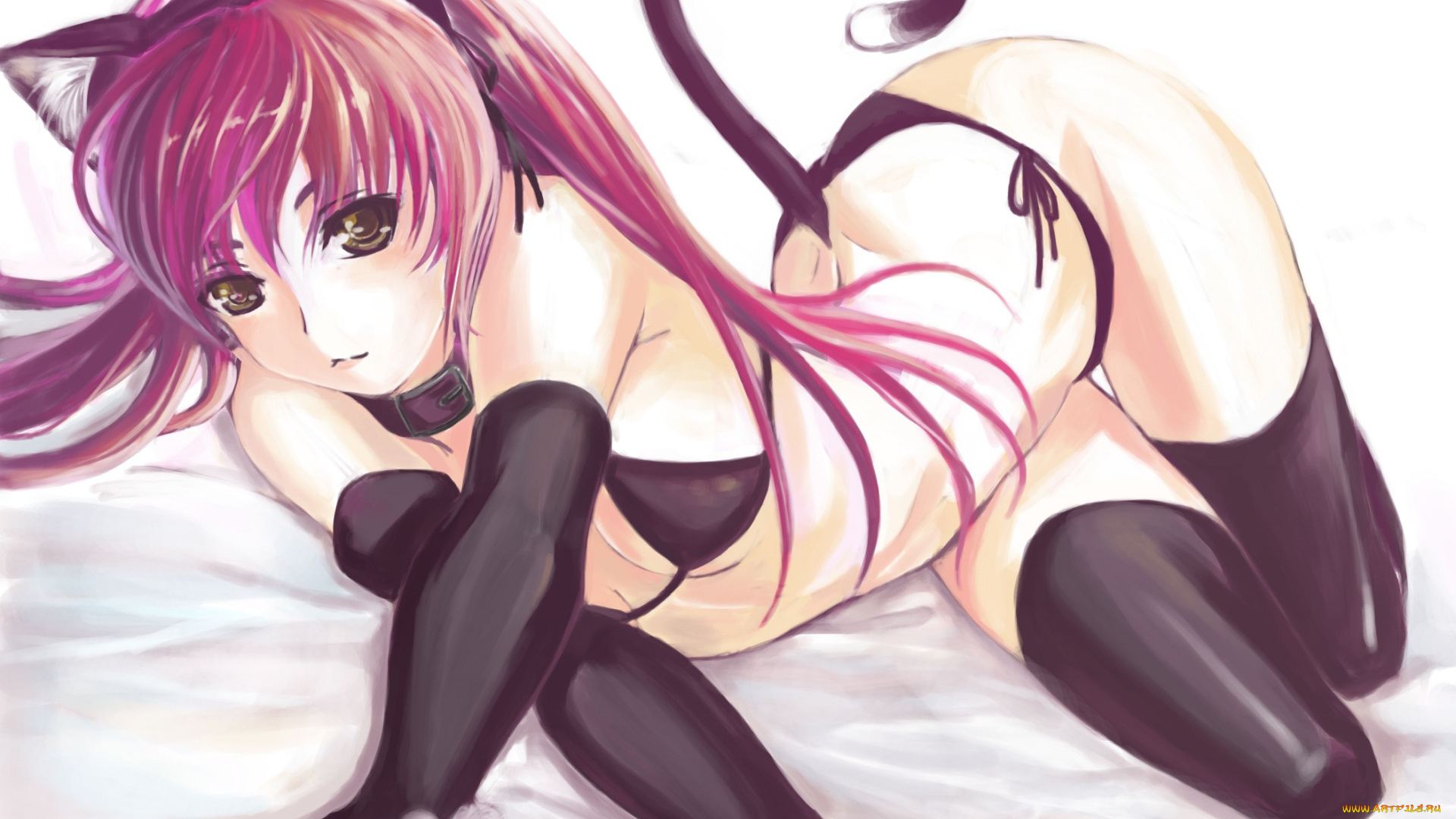 аниме, животные, , существа, арт, kenbou, фон, хвост, ушки, девушка