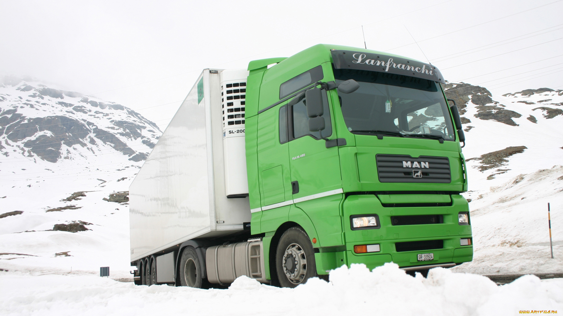 автомобили, man, фон, автомобиль, горы, снег