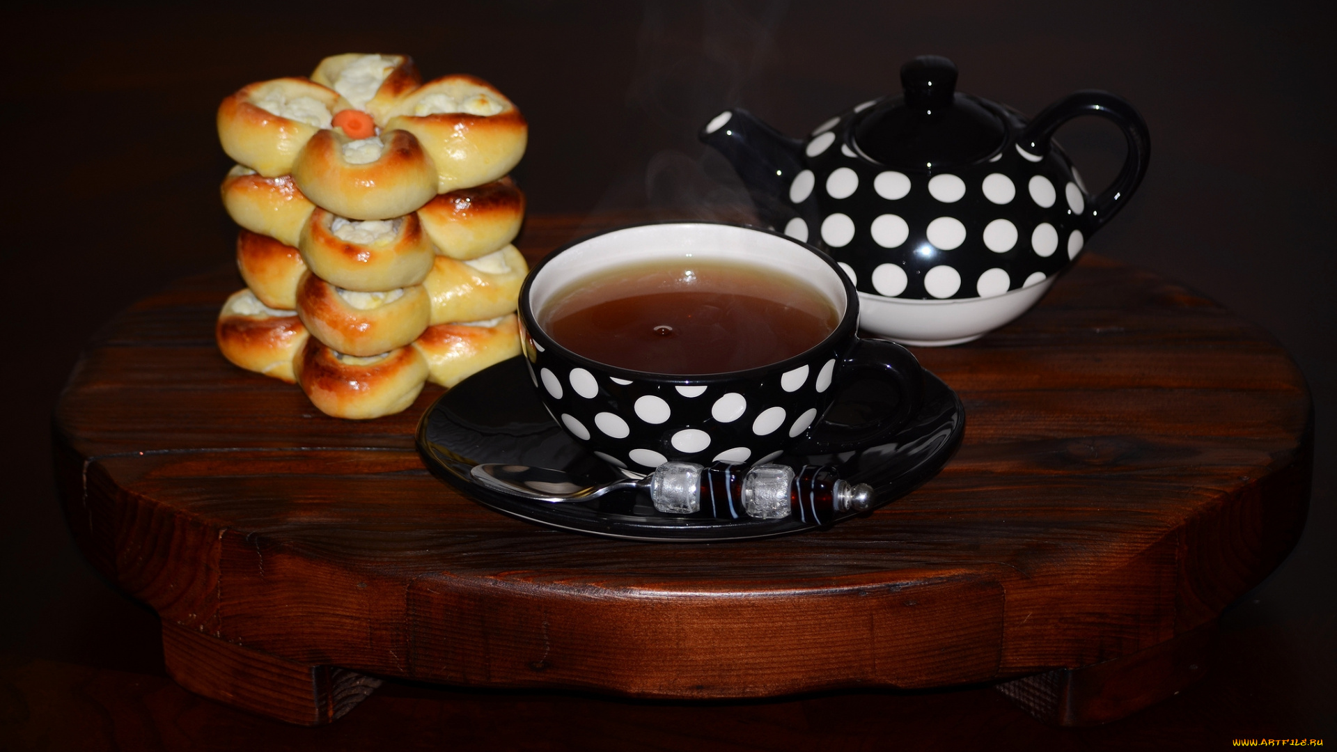еда, напитки, , Чай, булочки, чай