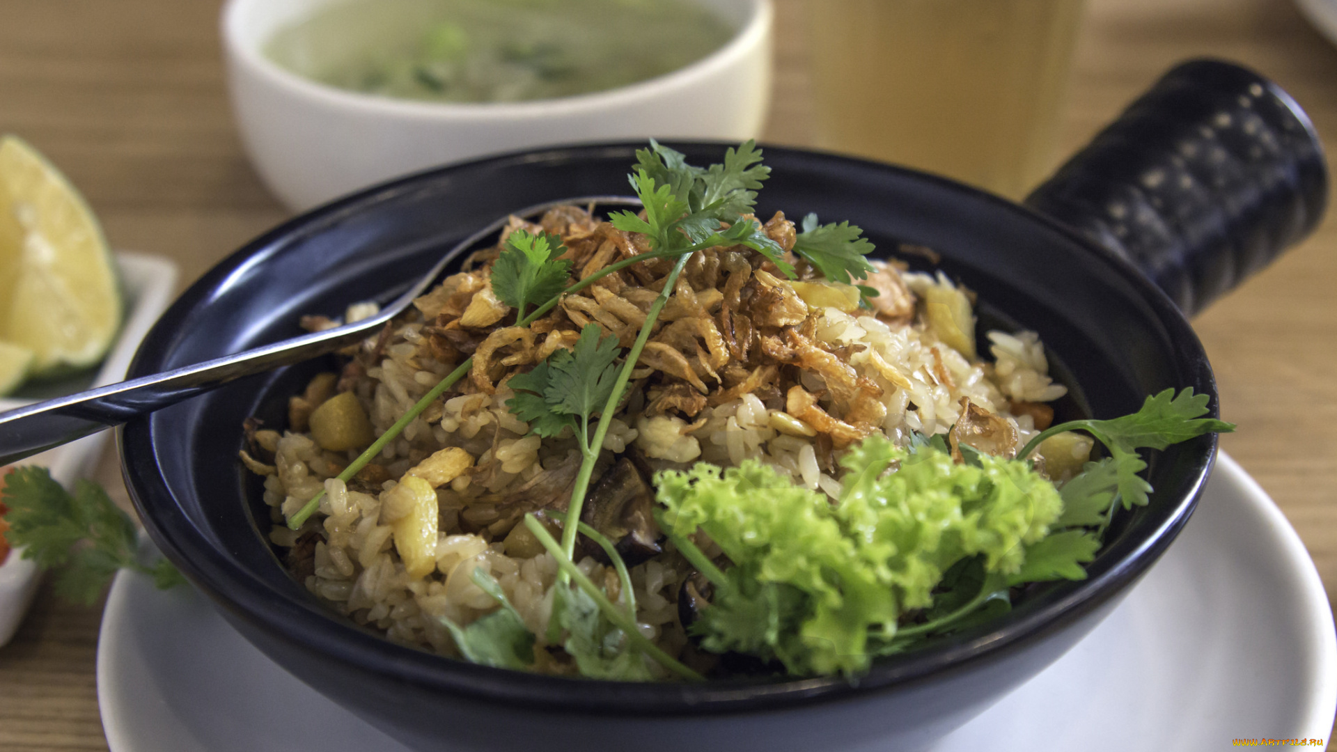 еда, вторые, блюда, зелень, рися, мясо