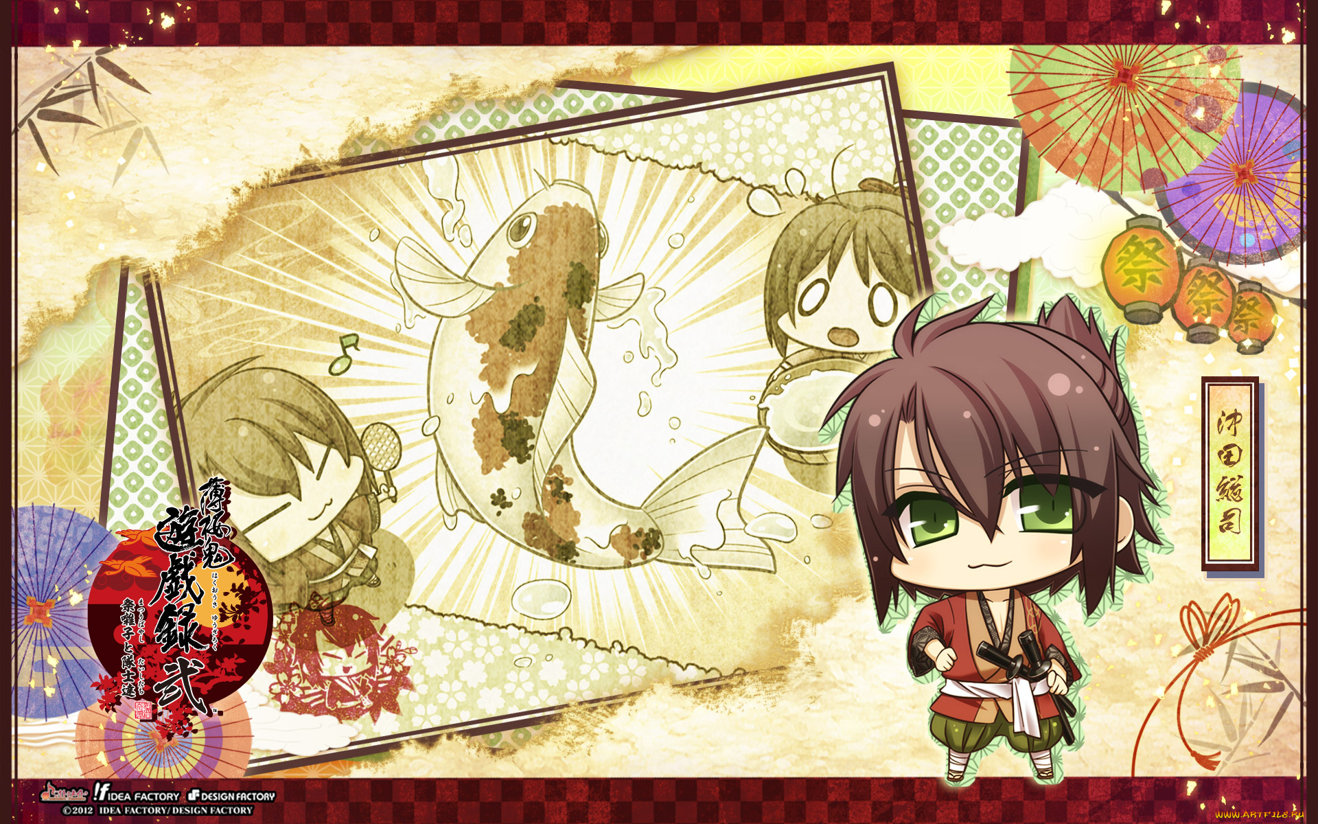 аниме, hakuoki, чиби, малыш, фон