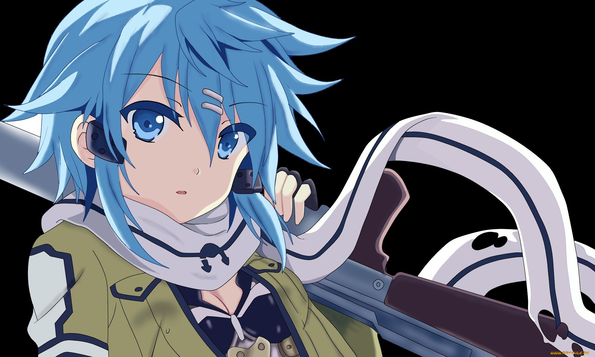 аниме, sword, art, online, asada, shino, sinon, gun, gale, online