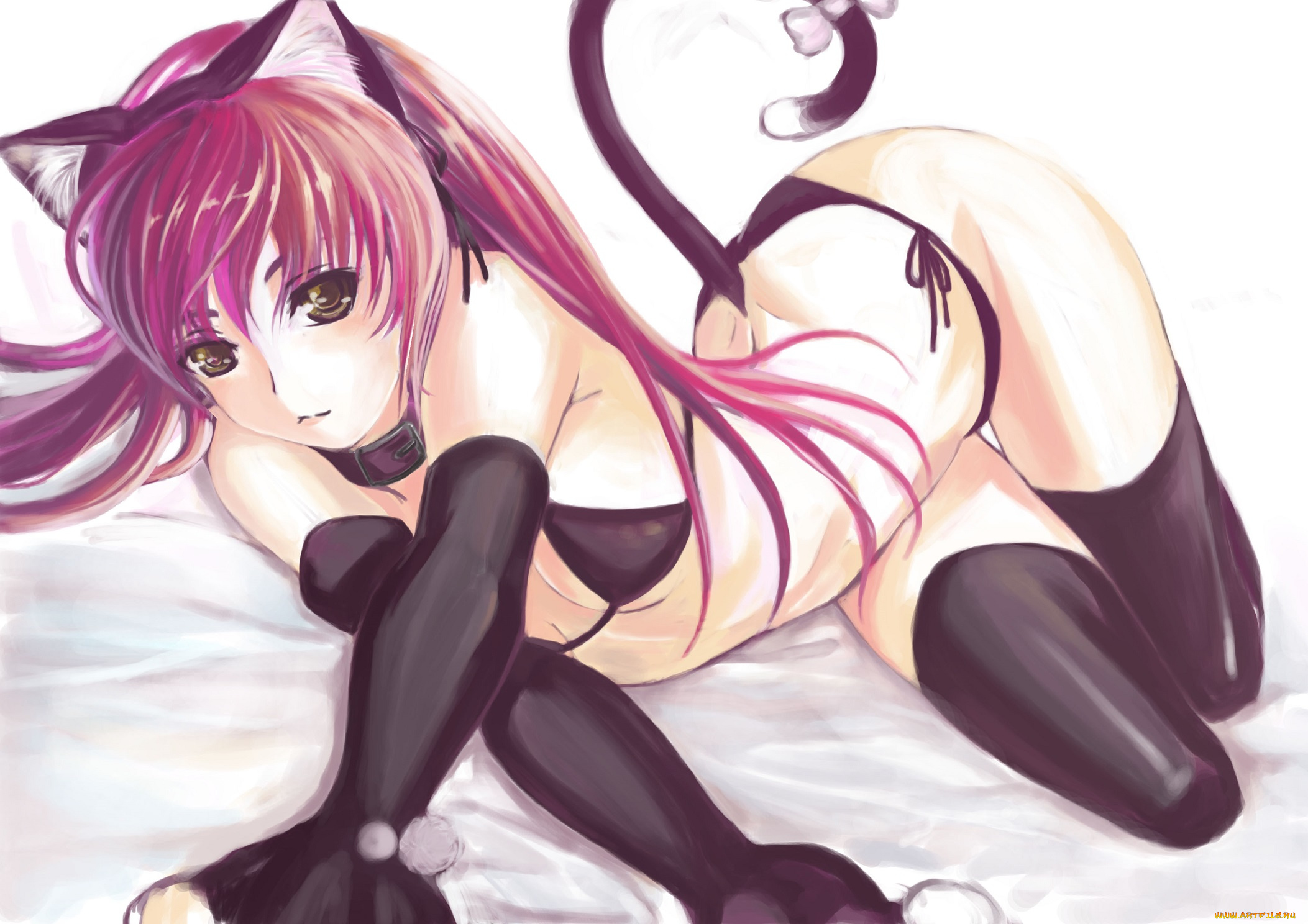 аниме, животные, , существа, арт, kenbou, фон, хвост, ушки, девушка