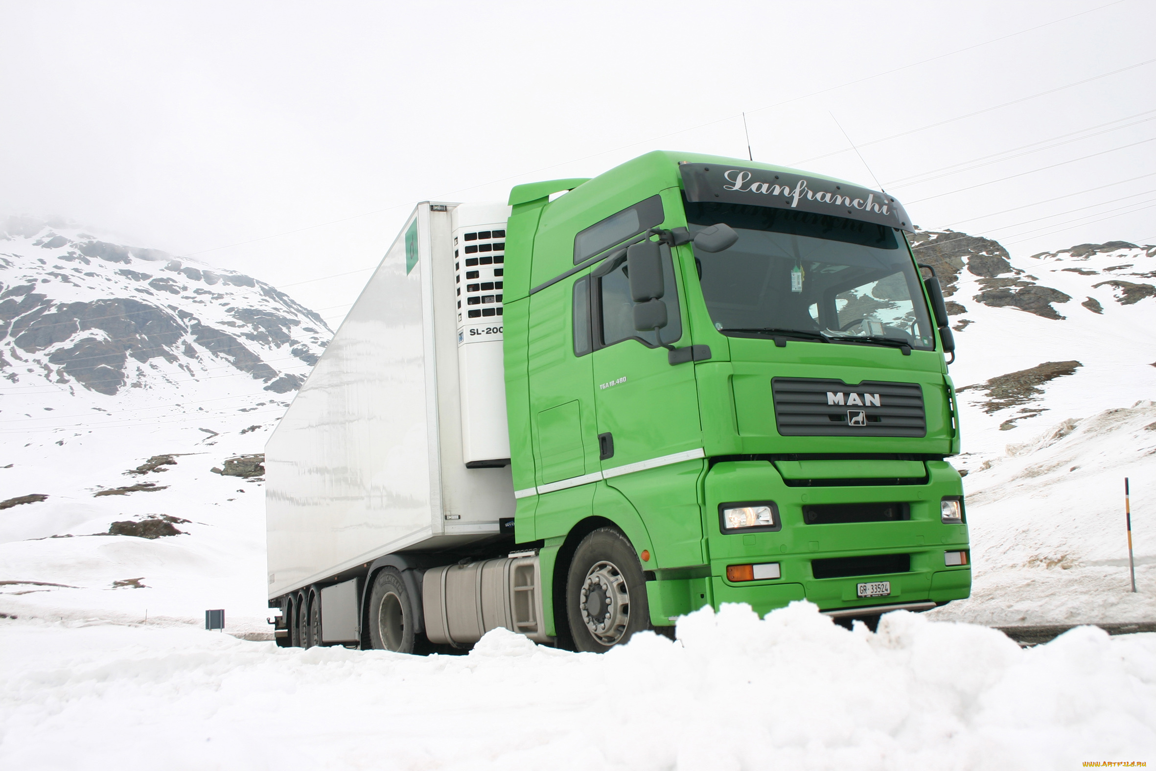 автомобили, man, фон, автомобиль, горы, снег