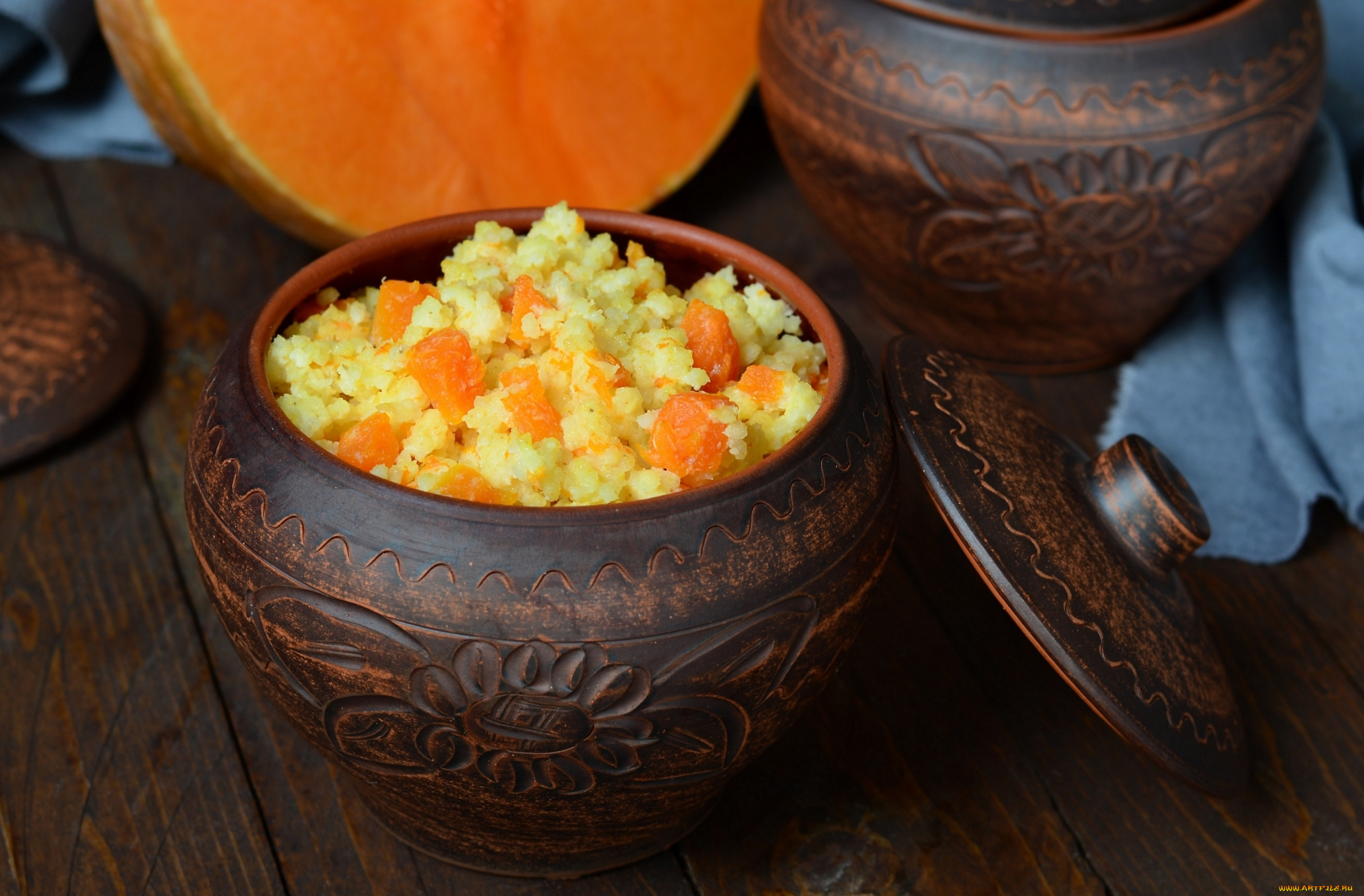 еда, вторые, блюда, каша, горшок, тыква