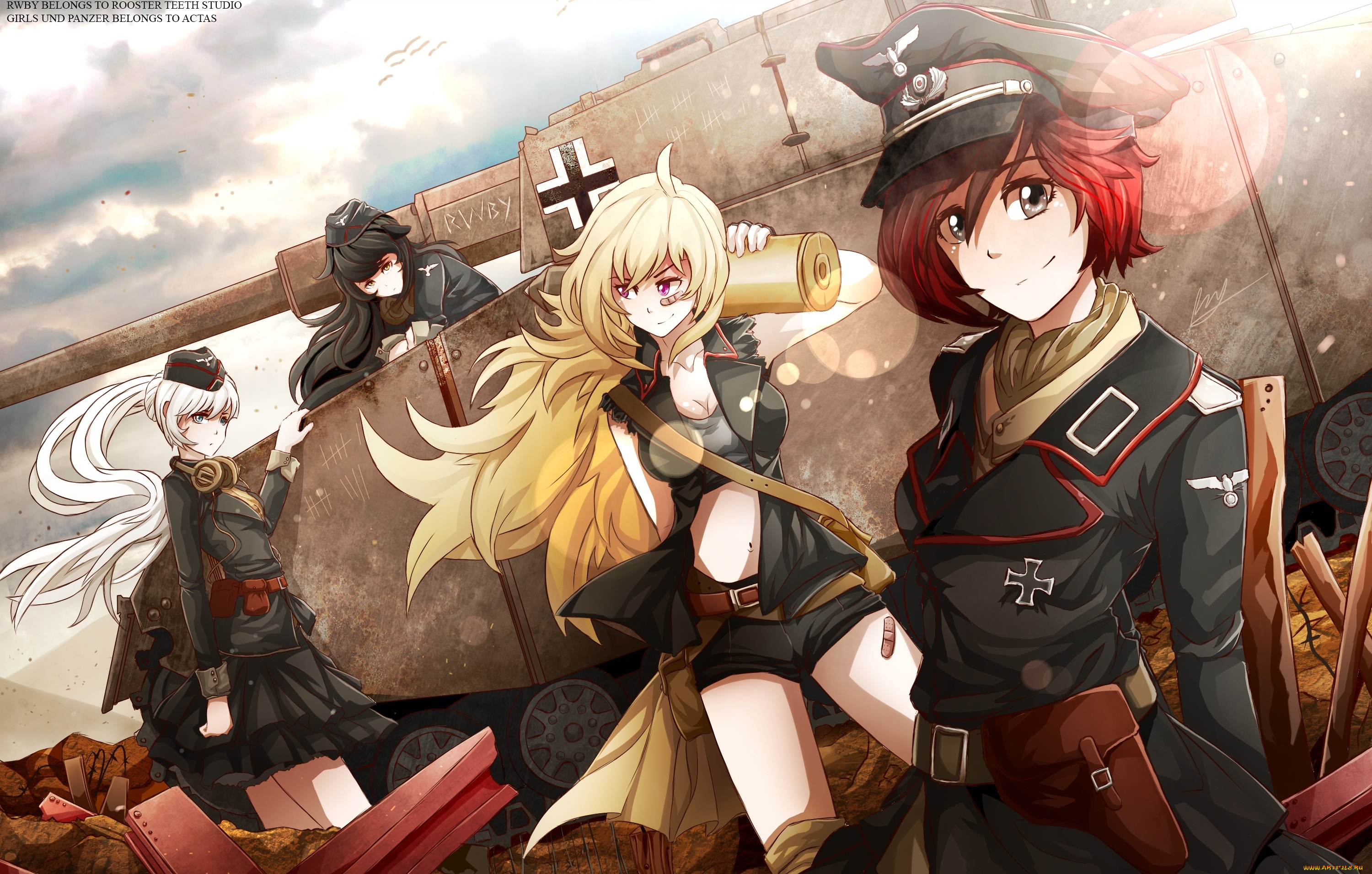 аниме, rwby, yang, xiao, long, девушки, арт, weiss, schnee, ruby, rose, blake, belladonna