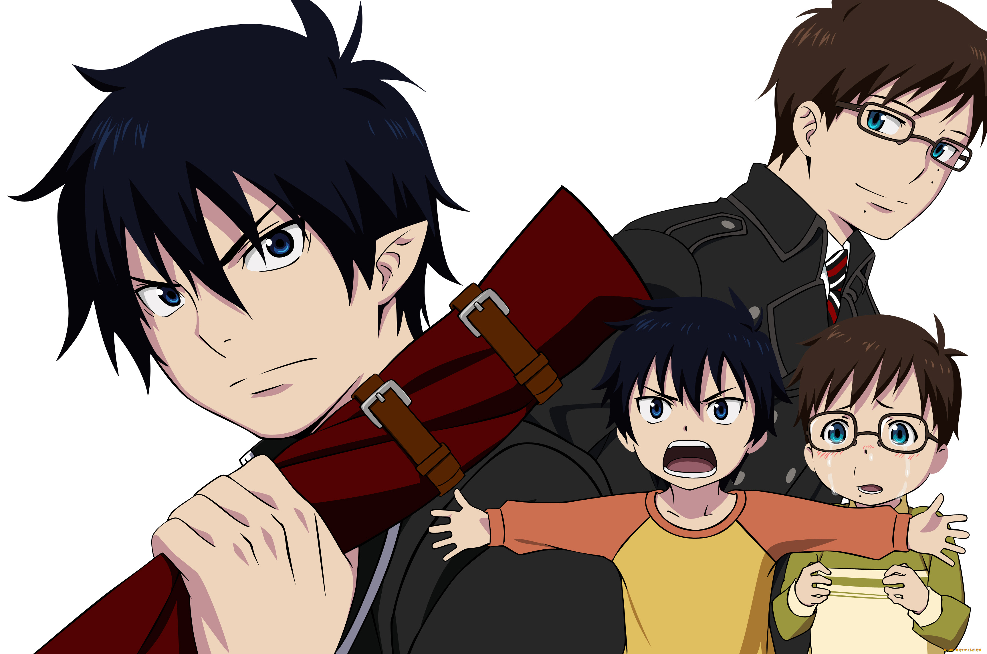 аниме, ao, no, exorcist, юкио, рин, парни, арт, синий, экзорцис, братья