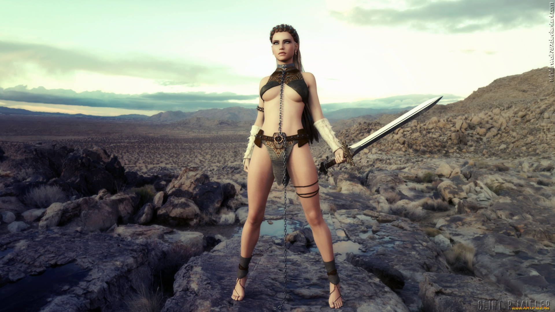 3д, графика, амазонки, , amazon, фон, взгляд, девушка