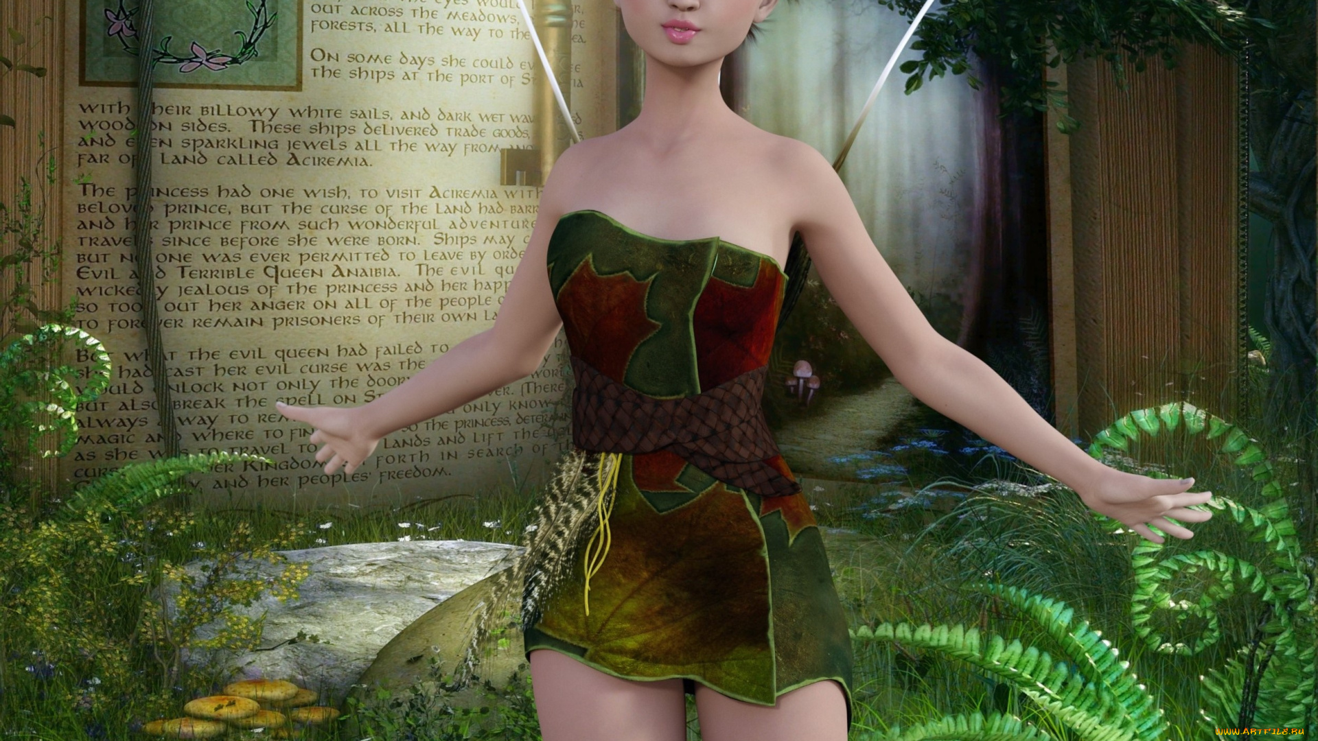 3д, графика, эльфы, , elves, фон, взгляд, эльфийка