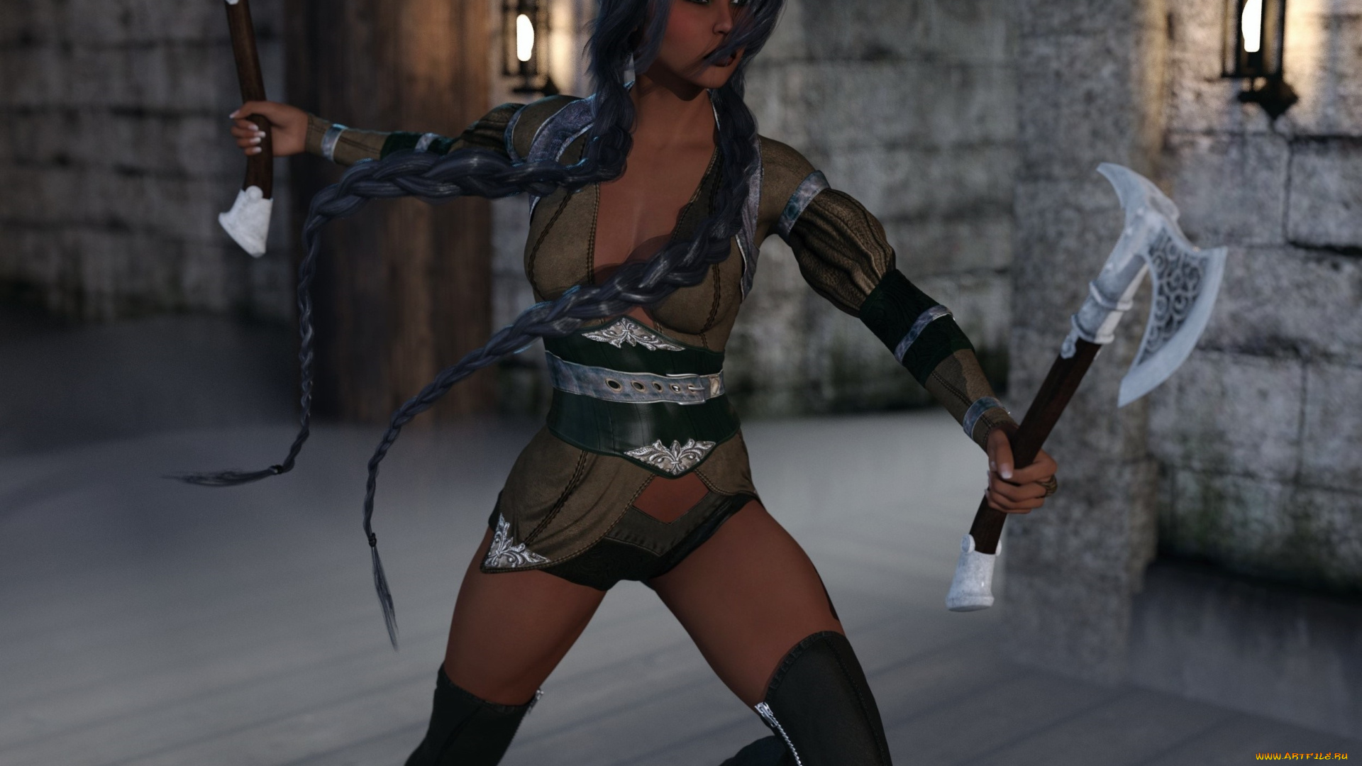 3д, графика, фантазия, , fantasy, девушка, взгляд, фон, оружие