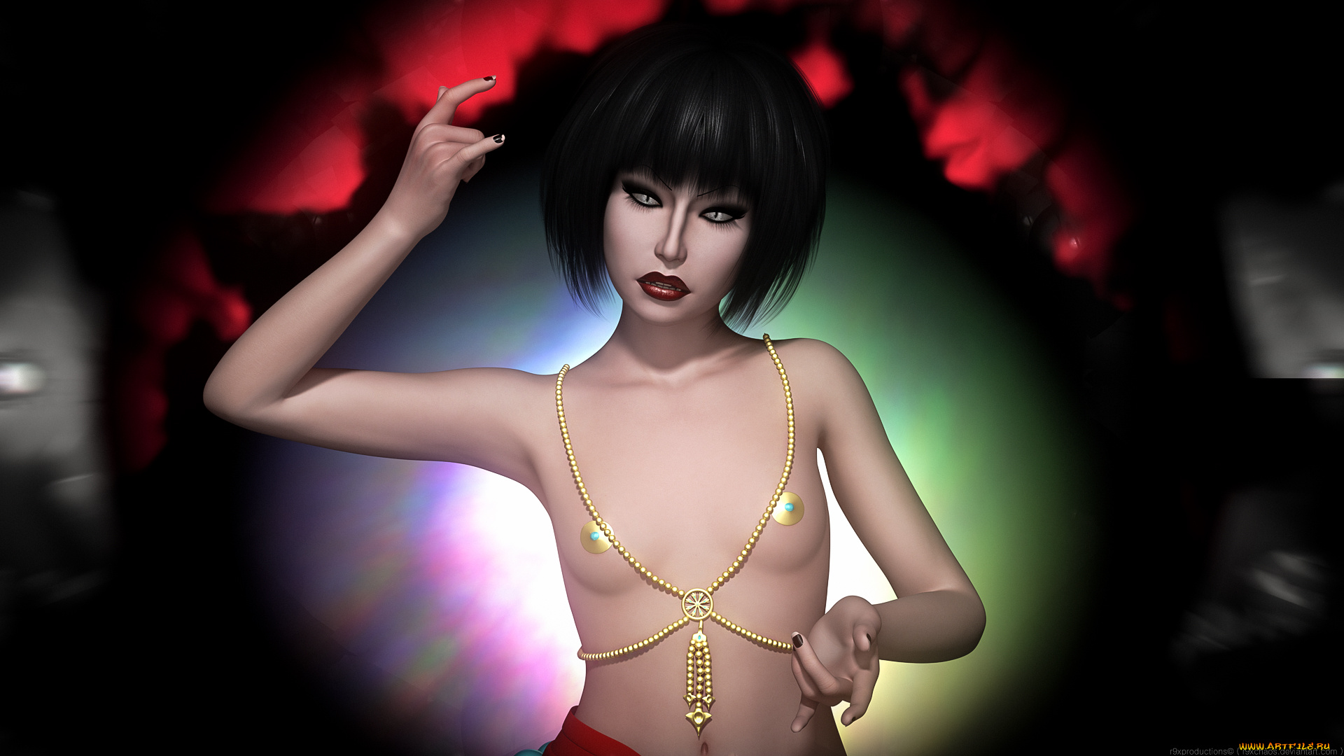 3д, графика, фантазия, , fantasy, фон, взгляд, девушка