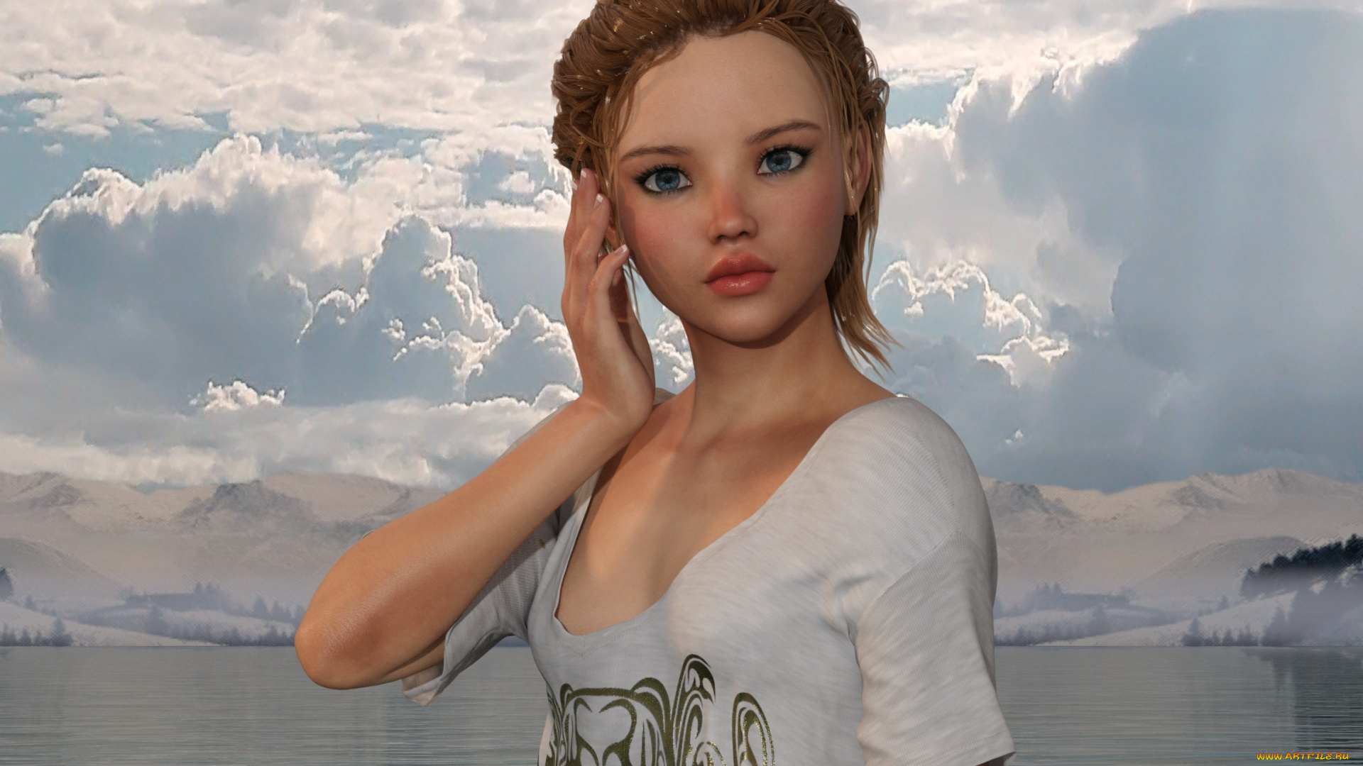 3д, графика, люди, , people, взгляд, девушка, фон