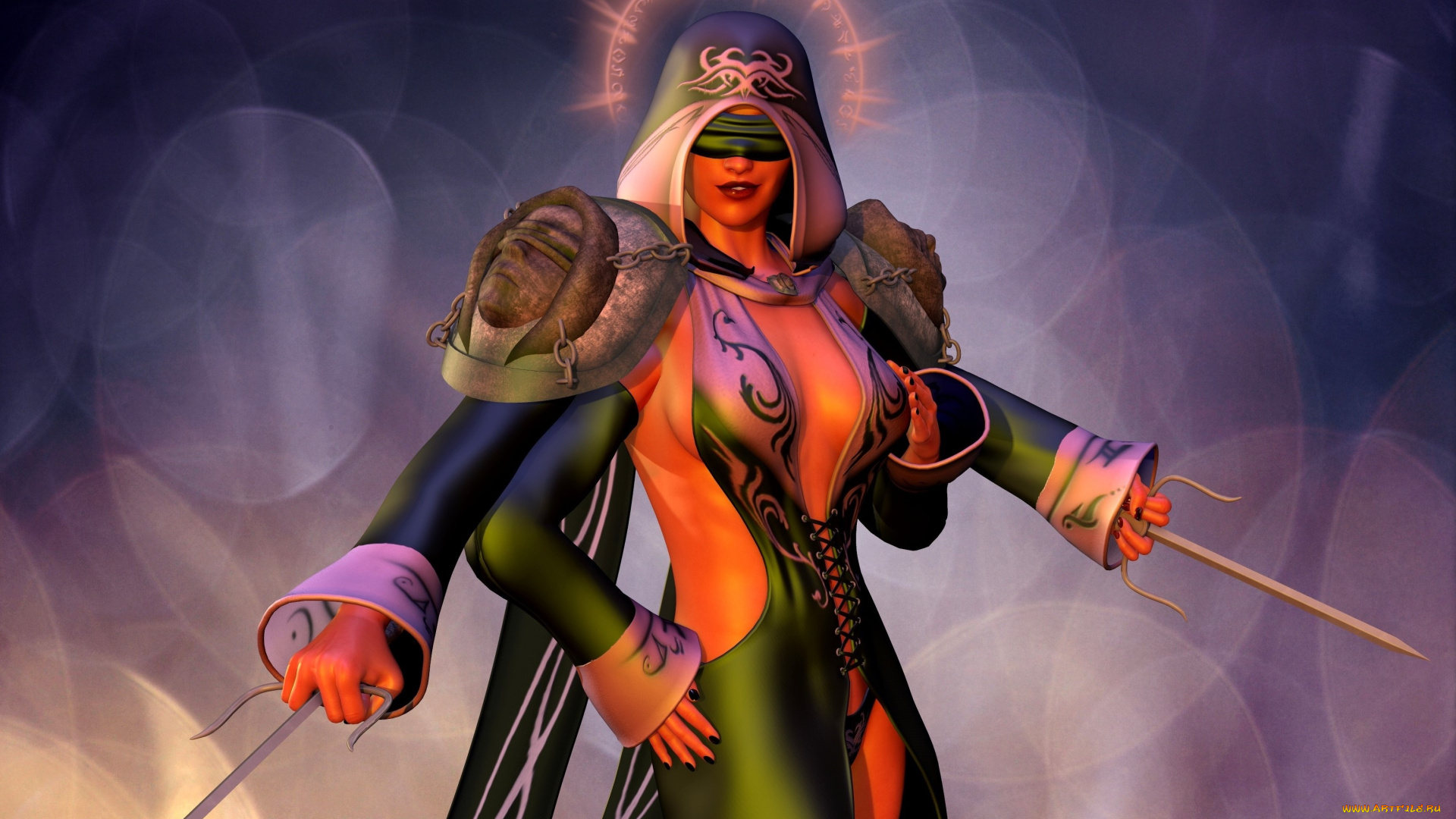 3д, графика, существа, , creatures, фон, взгляд, девушка