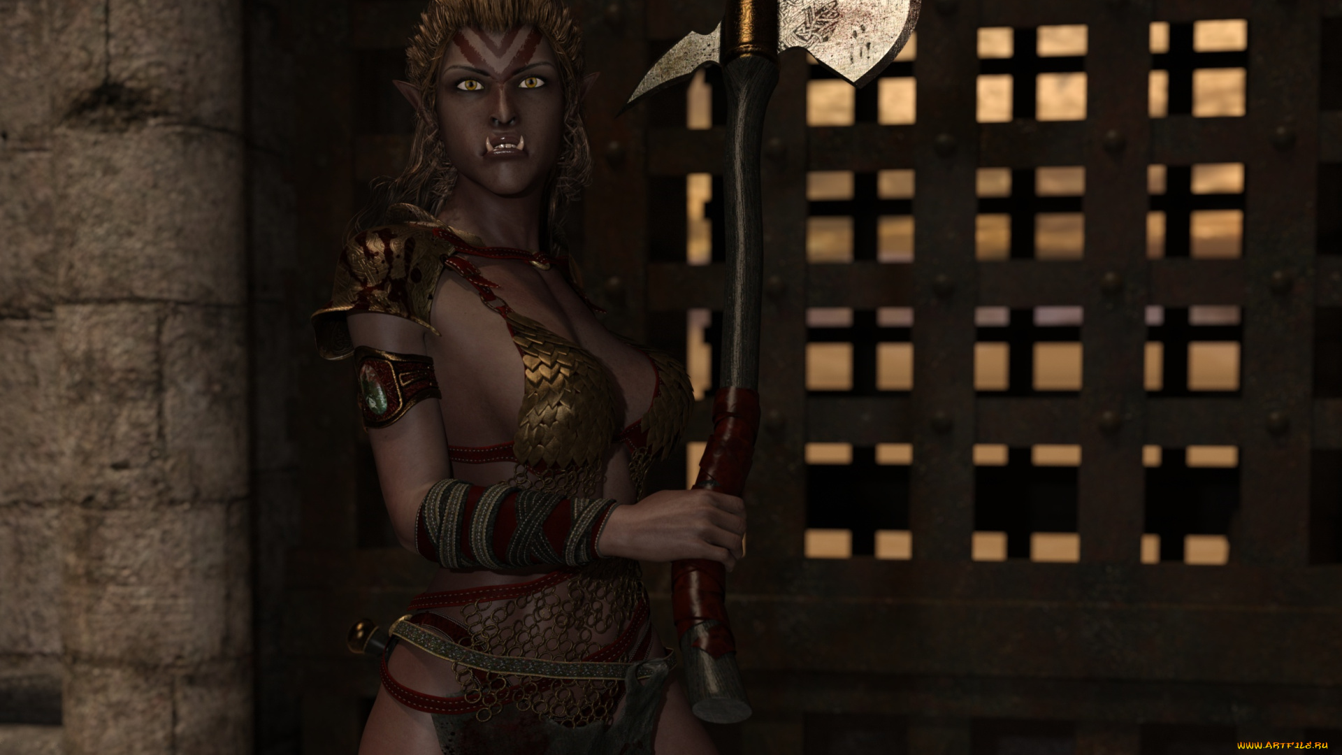 3д, графика, существа, , creatures, взгляд, девушка, фон