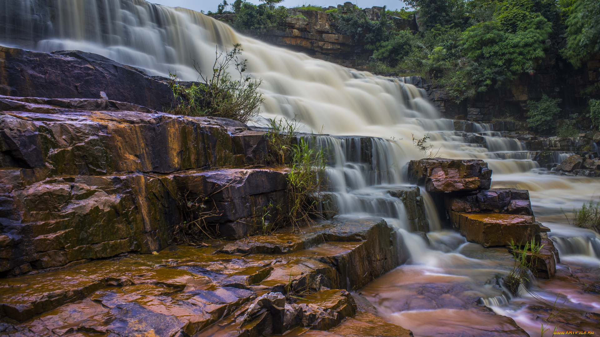 природа, водопады, лес, водопад, река