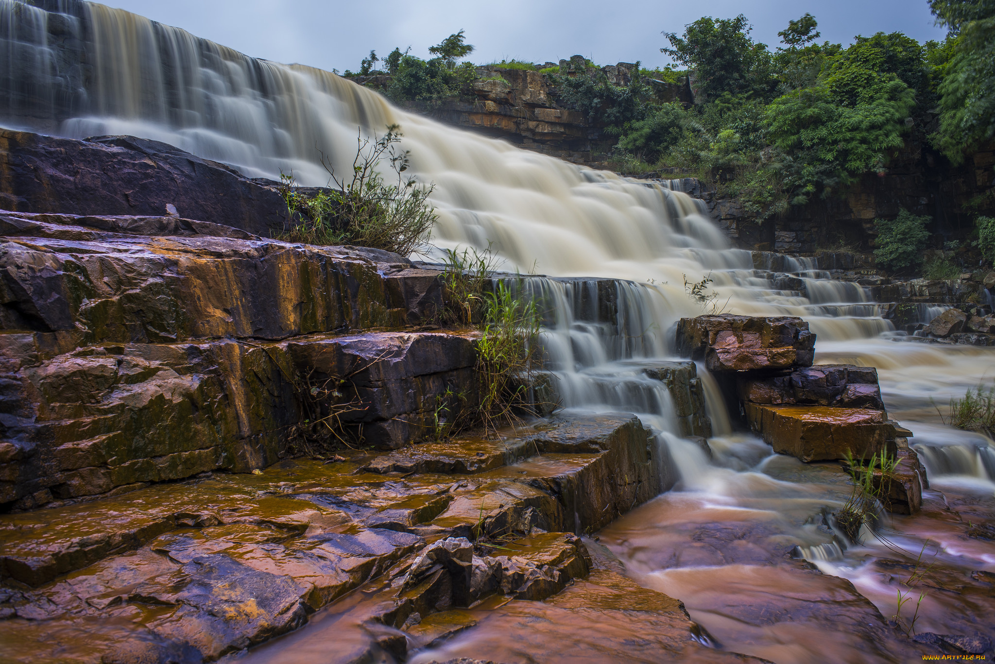 природа, водопады, лес, водопад, река