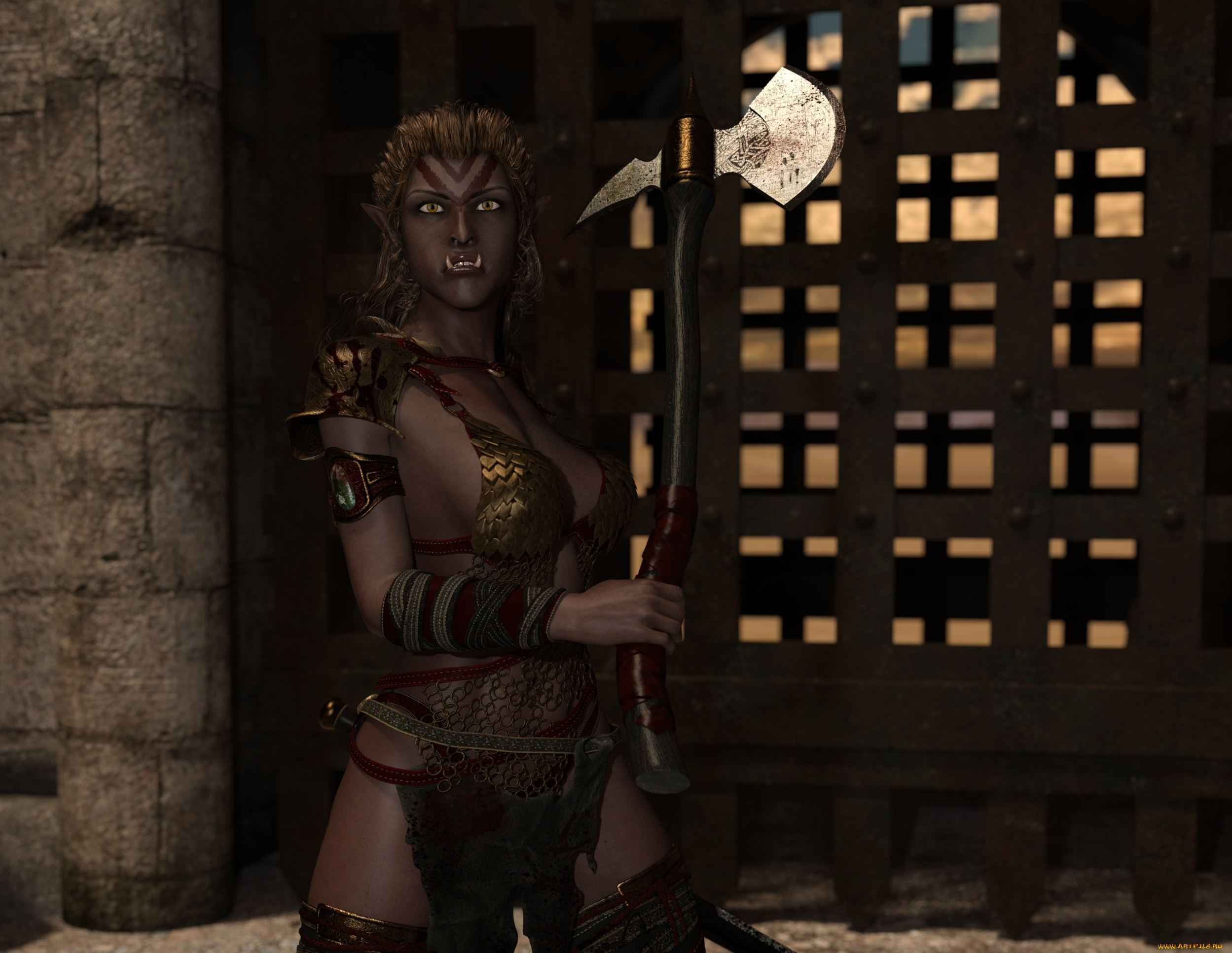 3д, графика, существа, , creatures, взгляд, девушка, фон