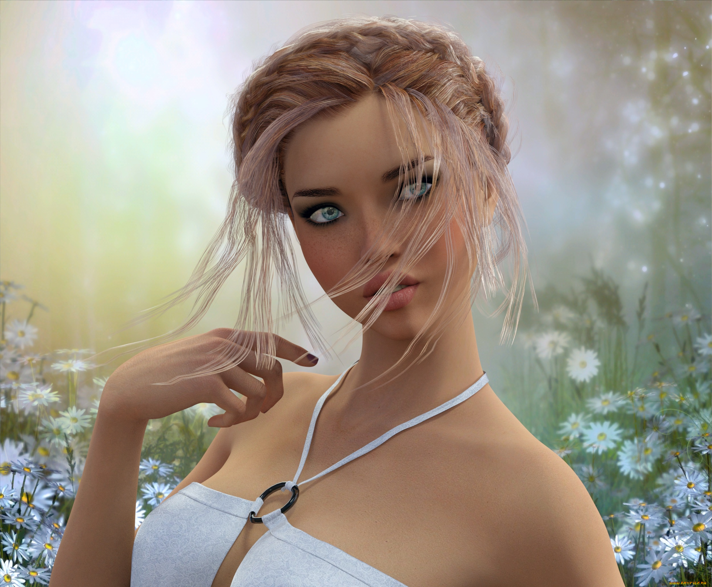 3д, графика, портрет, , portraits, девушка, фон, взгляд