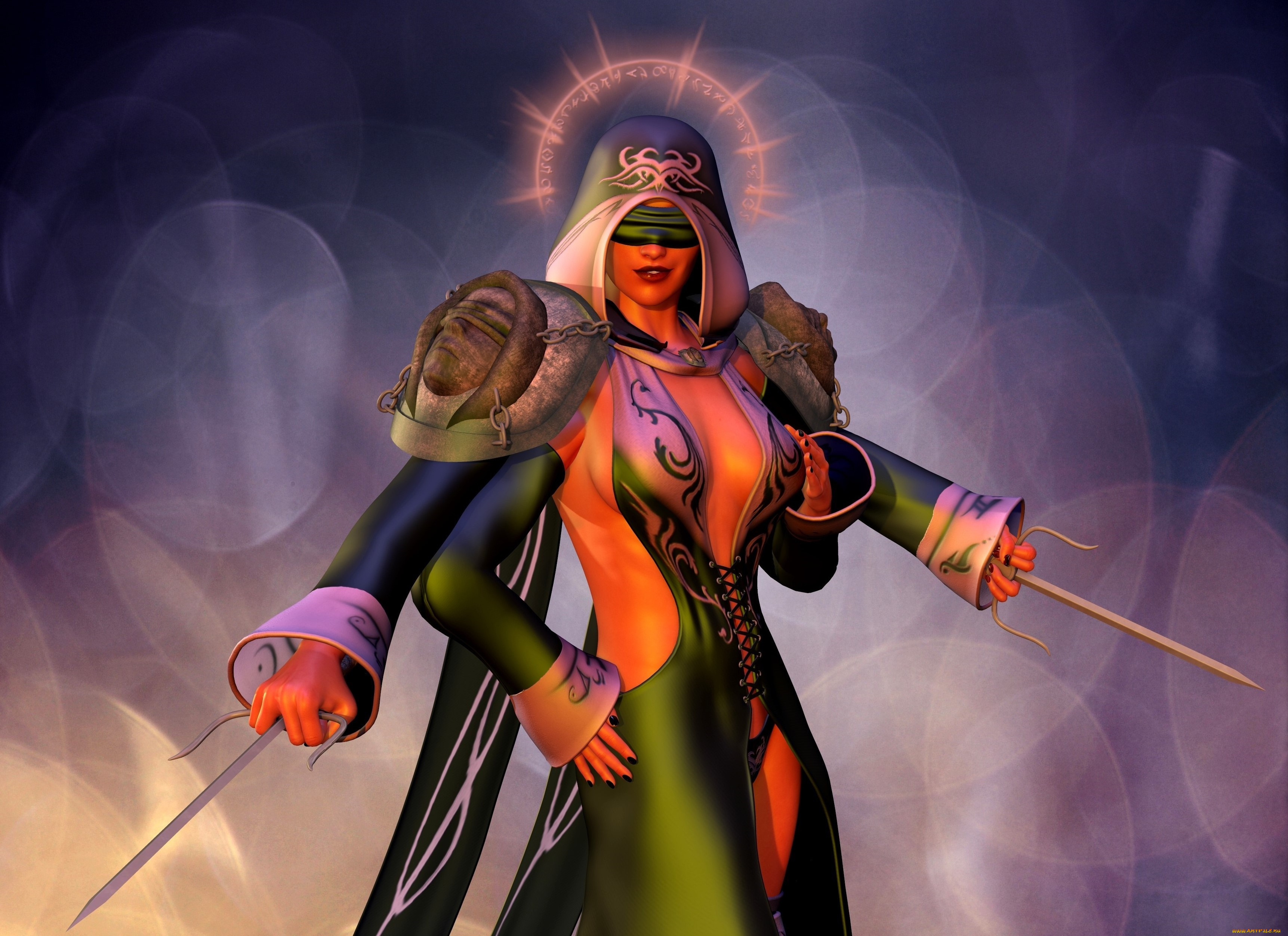 3д, графика, существа, , creatures, фон, взгляд, девушка