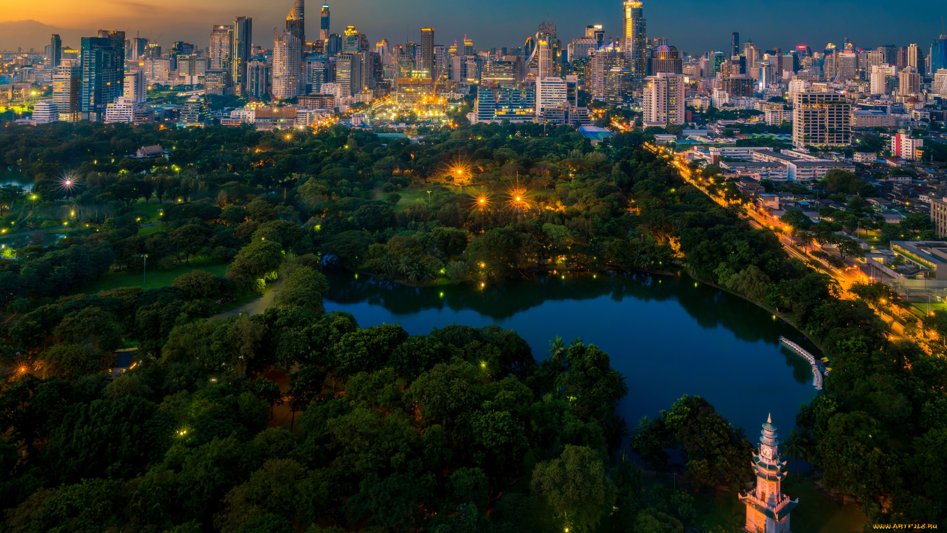 bangkok, города, бангкок, , таиланд, панорама, огни, ночь