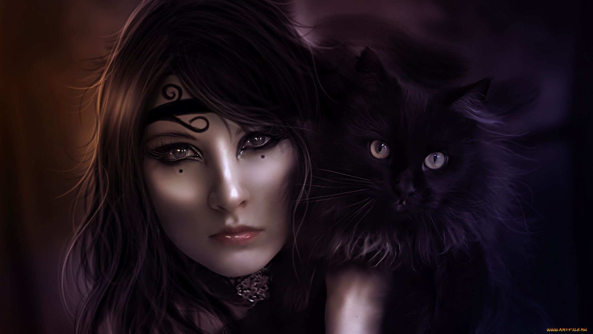 фэнтези, девушки, кот, девушка