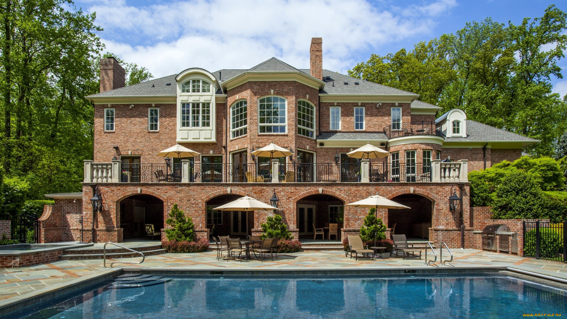 интерьер, бассейны, , открытые, площадки, вилла, дом, бассейн