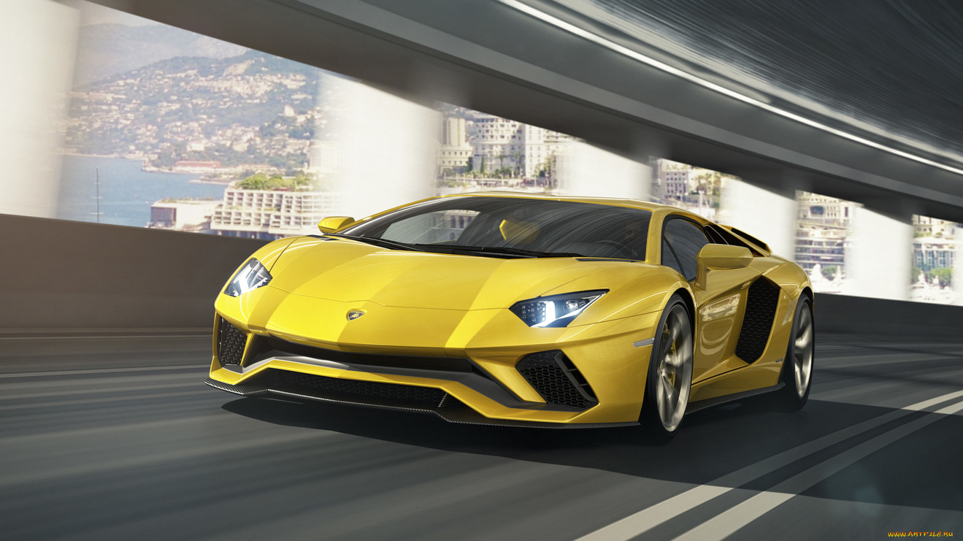 lamborghini, aventador, s, 2017, автомобили, lamborghini, жёлтый, 2017, s, aventador