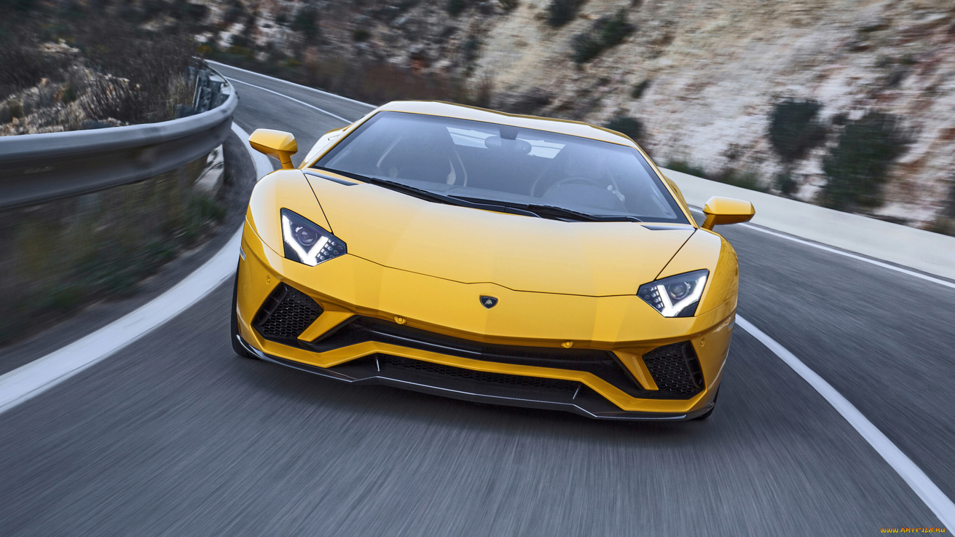 lamborghini, aventador, s, 2017, автомобили, lamborghini, aventador, s, 2017, жёлтый