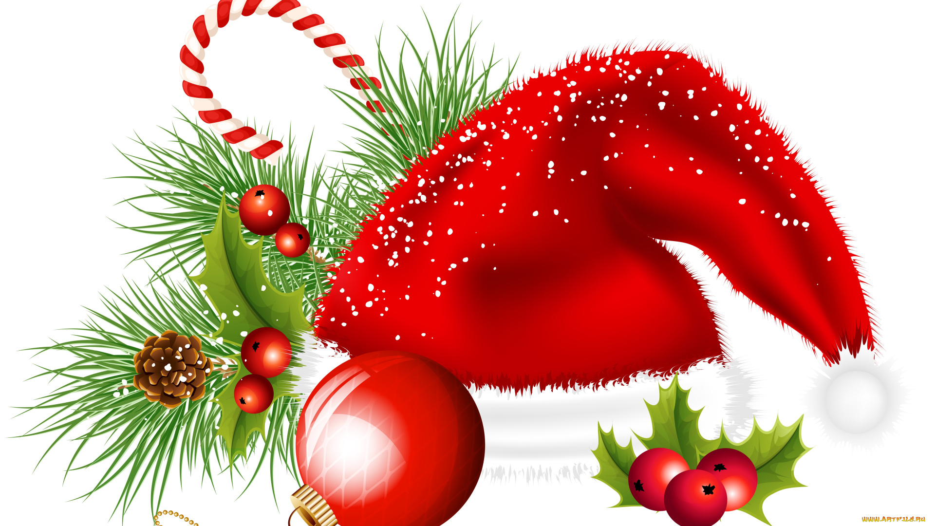 праздничные, векторная, графика, , новый, год, шапка, ветка