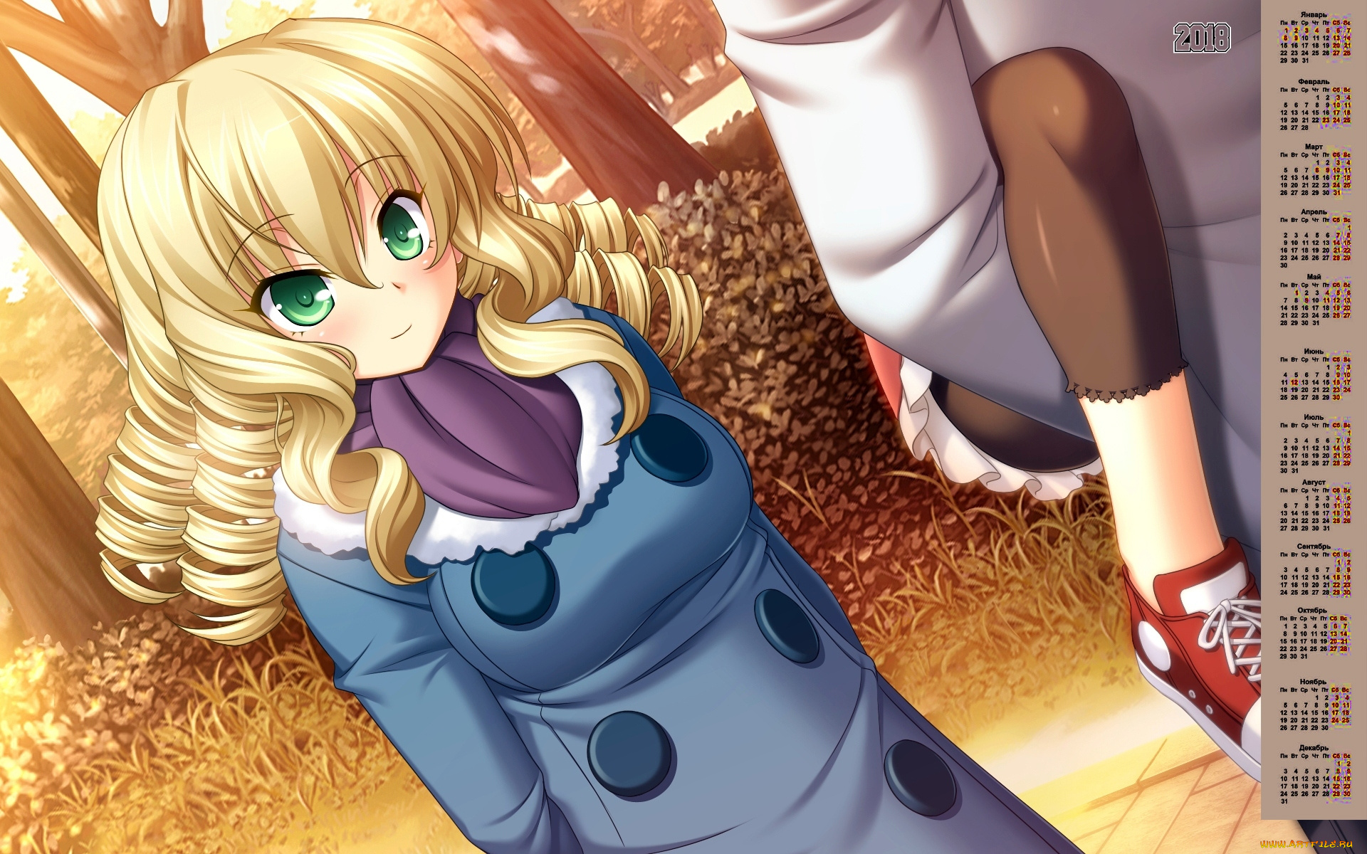календари, аниме, девушка, 2018, взгляд