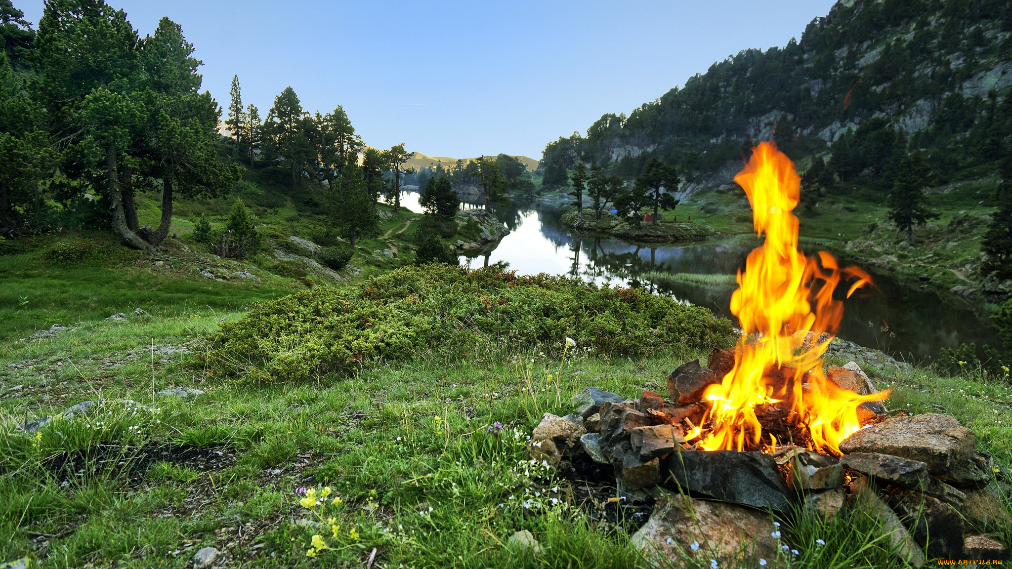 природа, огонь, простор