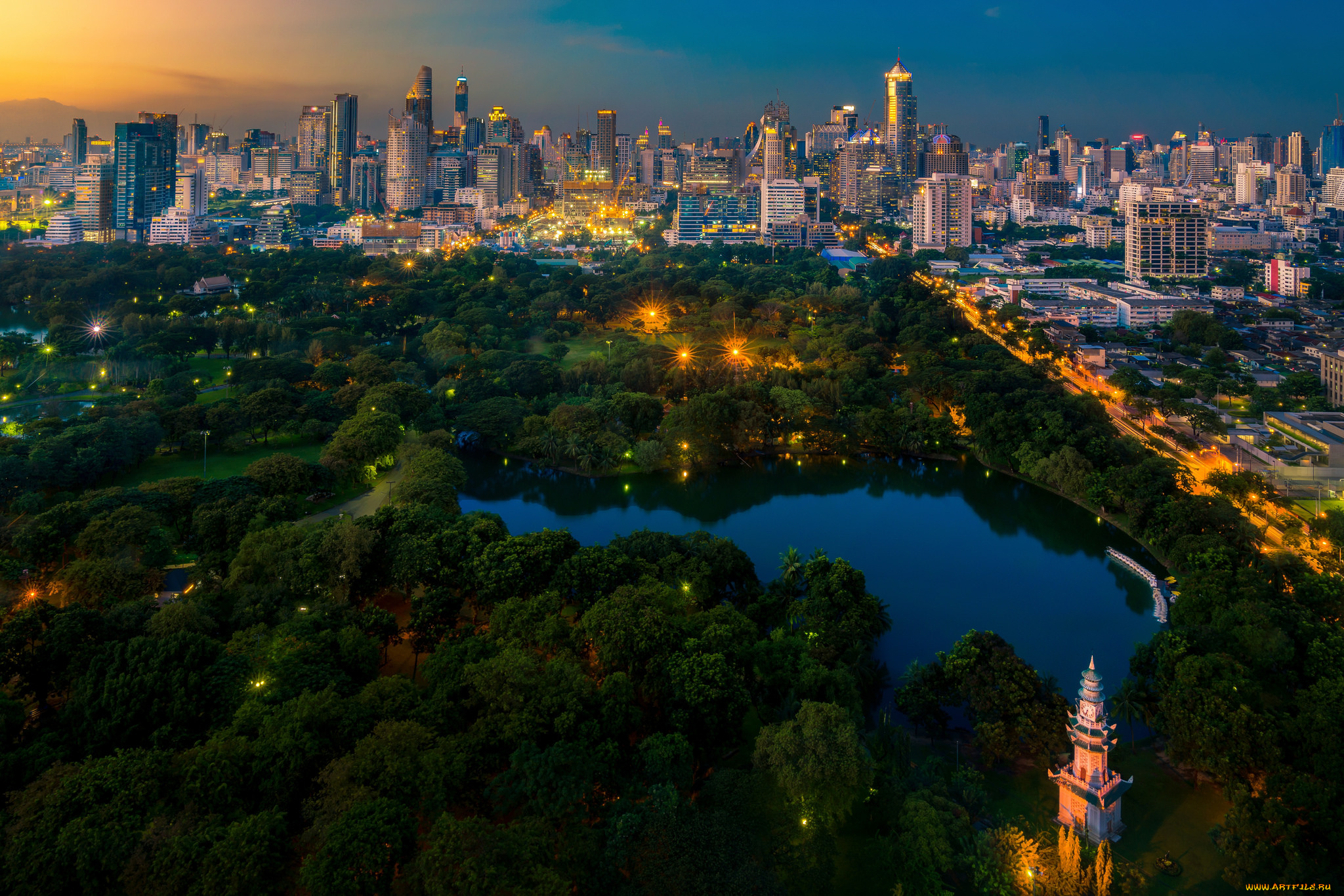 bangkok, города, бангкок, , таиланд, панорама, огни, ночь
