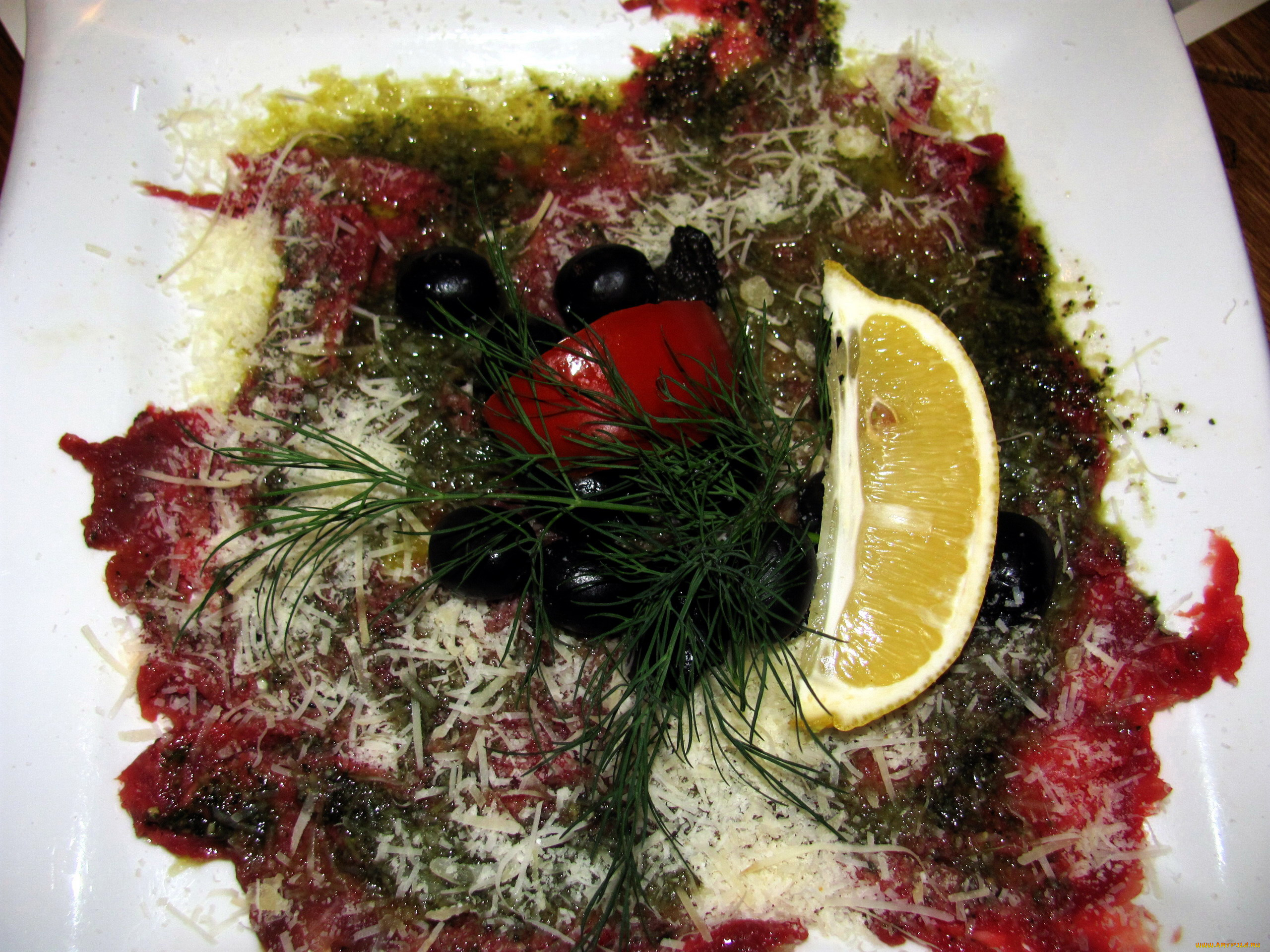 еда, салаты, , закуски, лимон, карпаччо, маслины