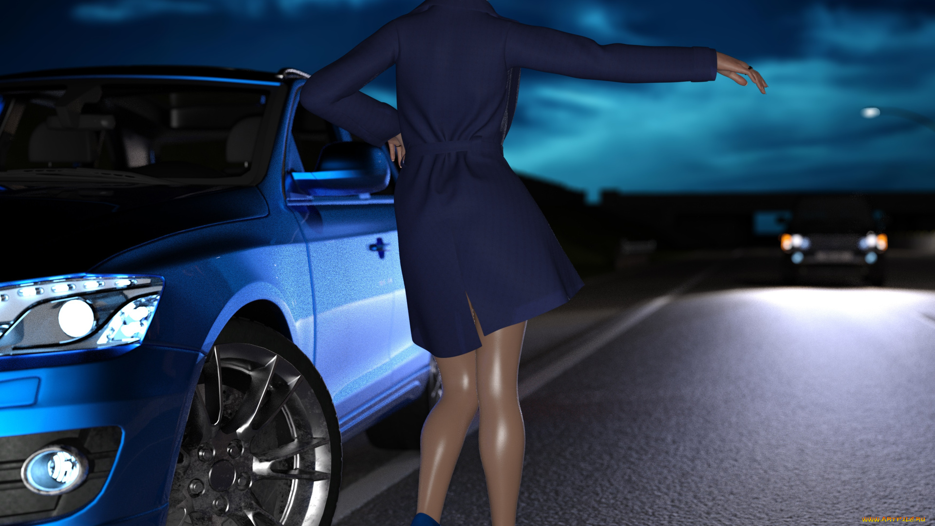 3д, графика, люди-авто, мото, , people-, car, , , moto, фон, взгляд, девушка