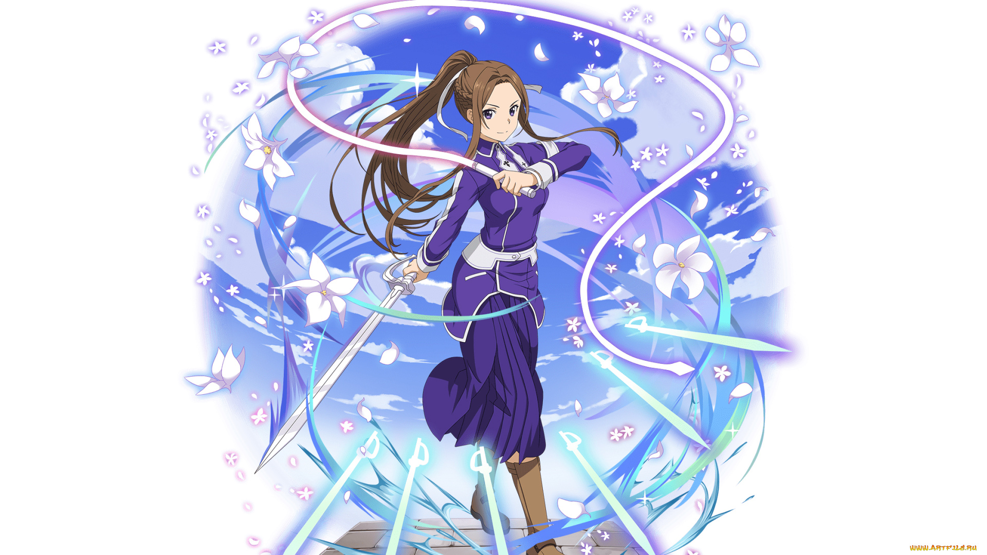 аниме, sword, art, online, фон, взгляд, девушка