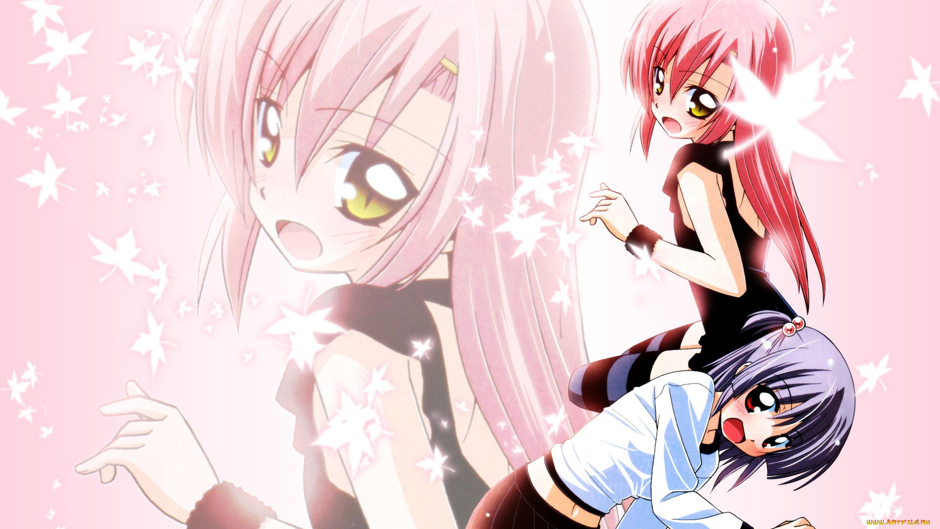 аниме, unknown, , другое, , листья, девочки