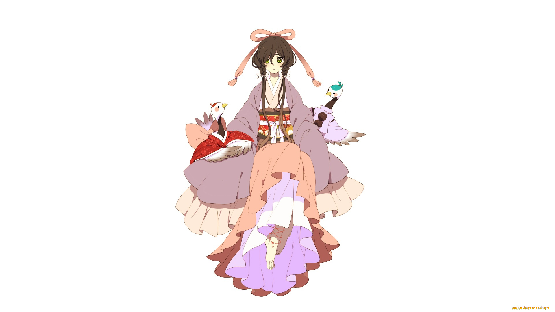 аниме, животные, , существа, фон, взгляд, девушка