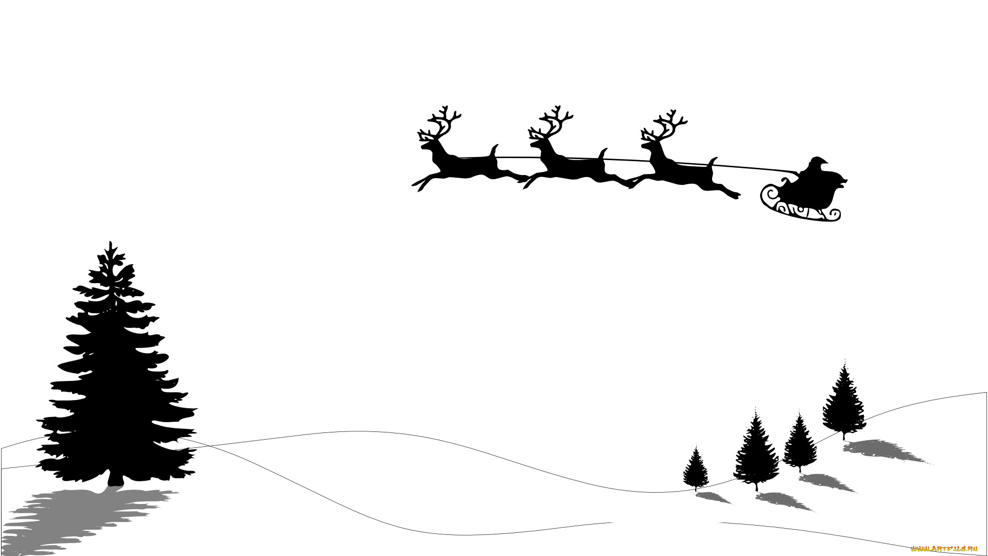 праздничные, векторная, графика, , новый, год, олени, санта, клаус